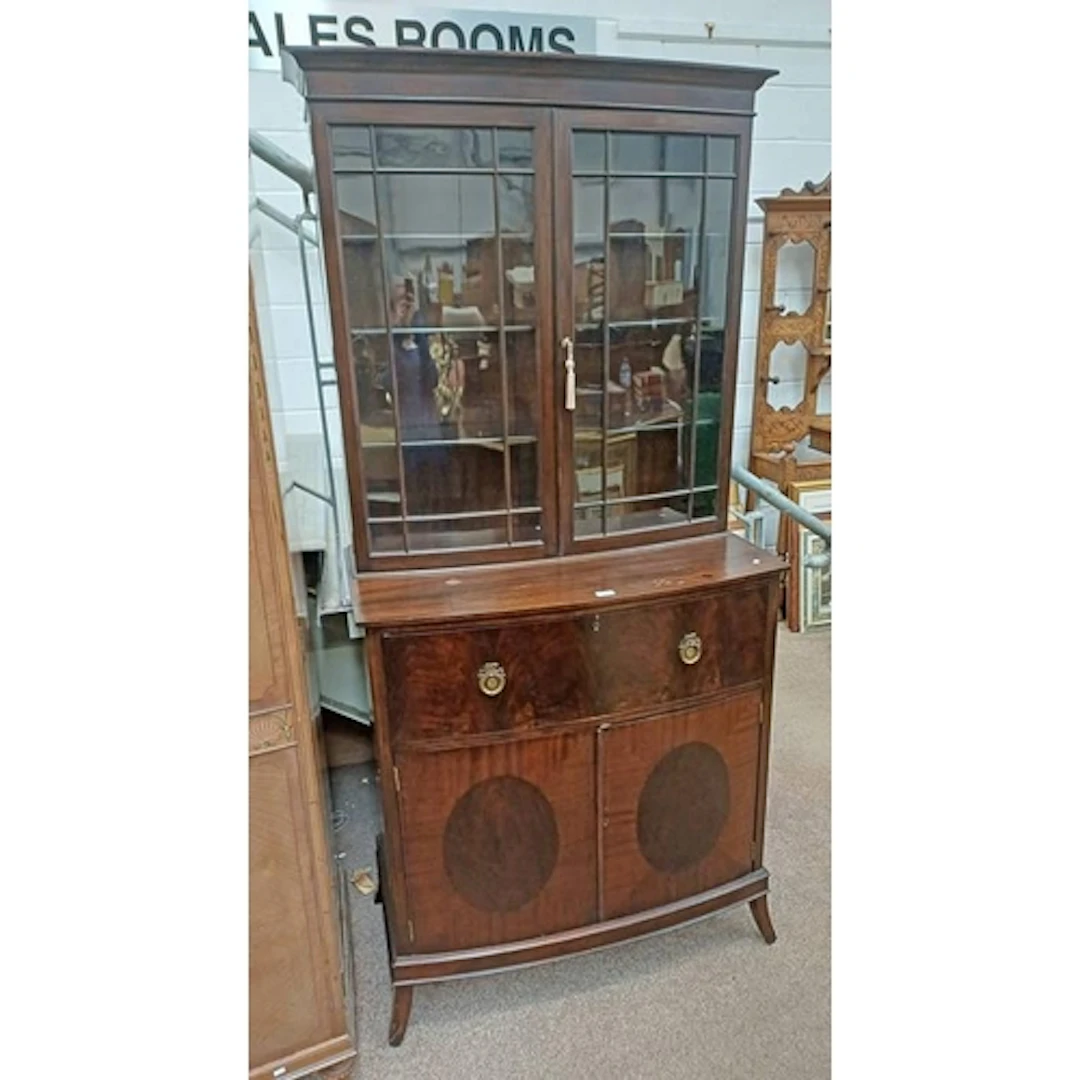 EARLY 20TH CENTURY MAHOGANY SECRETAIRE BOOKCASE OPENING TO F...