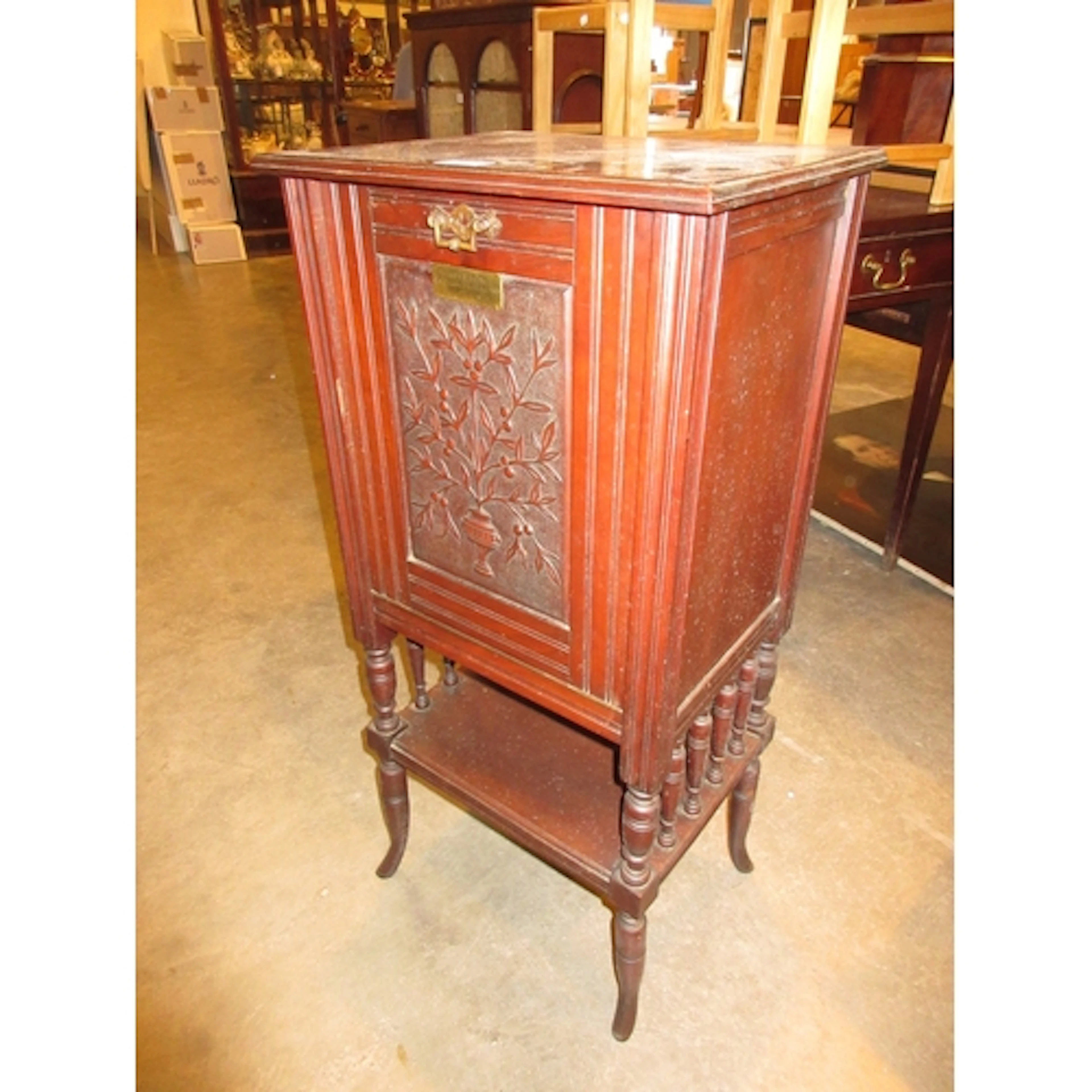 Victorian Walnut 1897 Presentation Fall Front Music Cabinet