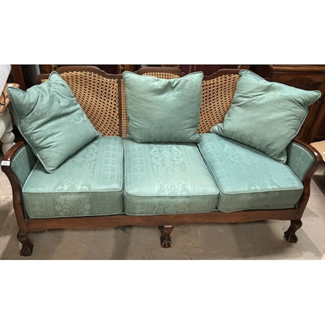 An early 20th century 3 seater sofa on claw and ball foot wi...