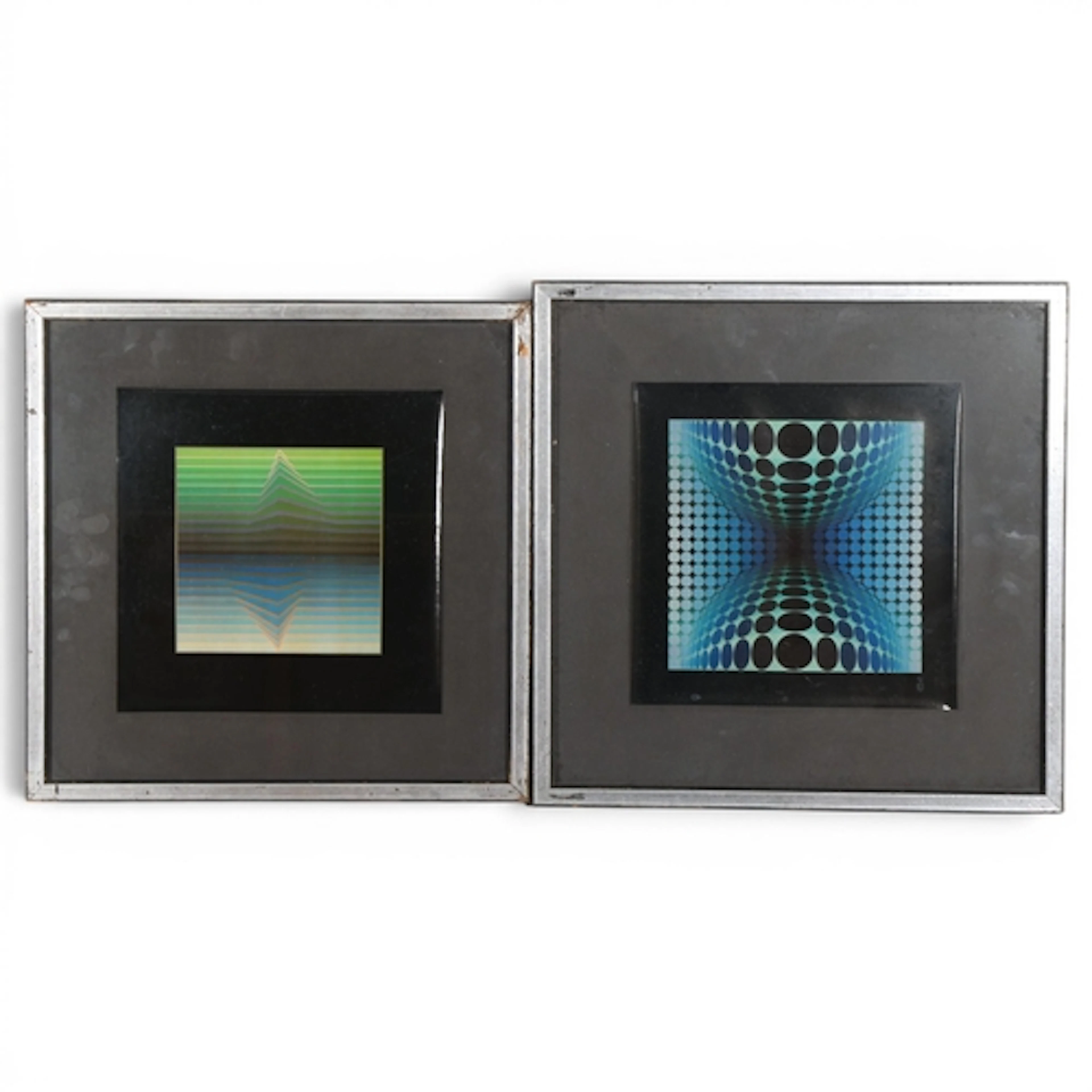 After VICTOR VASARELY, a pair of Op Art prints, printed on b...