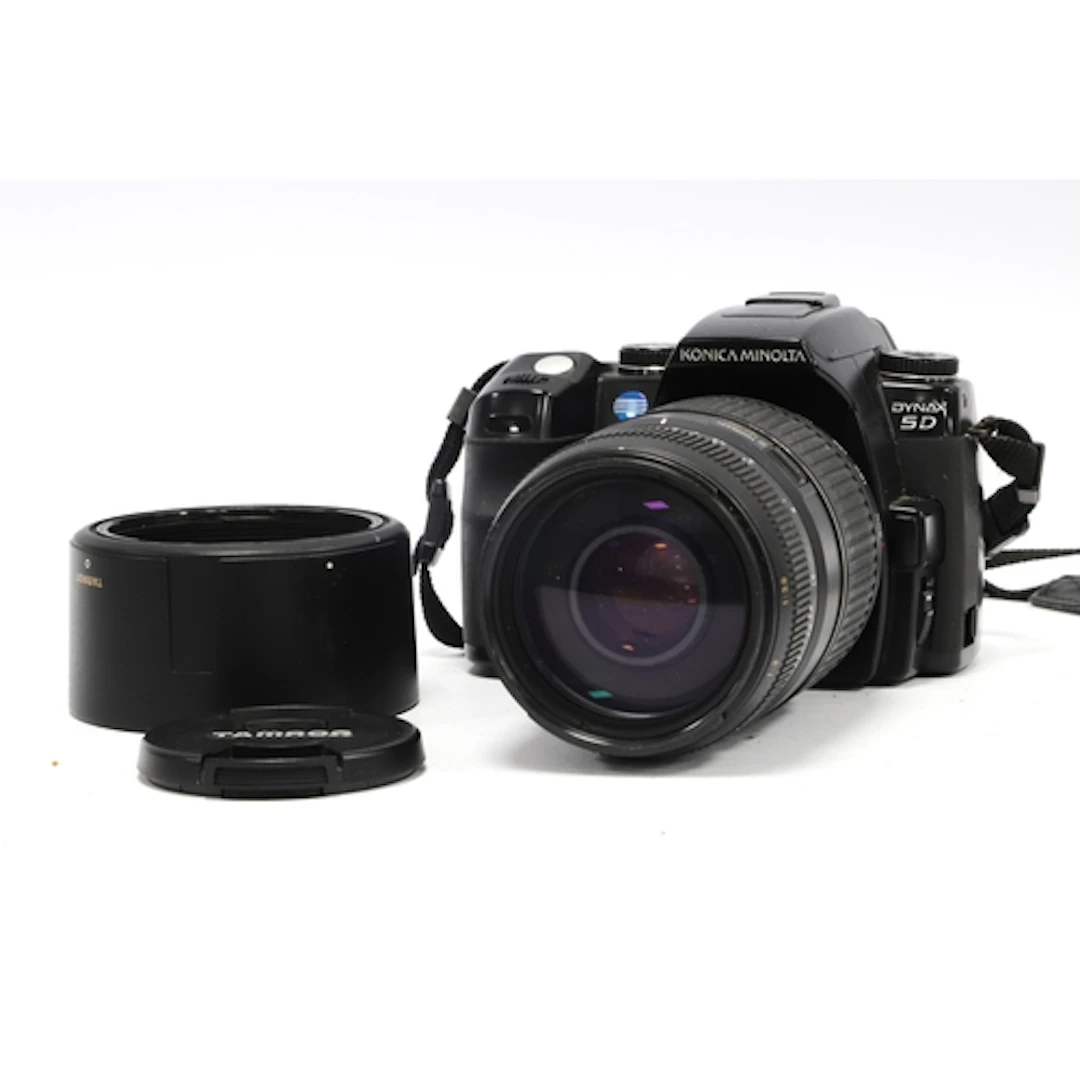 Konica Minolta Dynax 5D DSLR Camera with attached Tamron AF ...