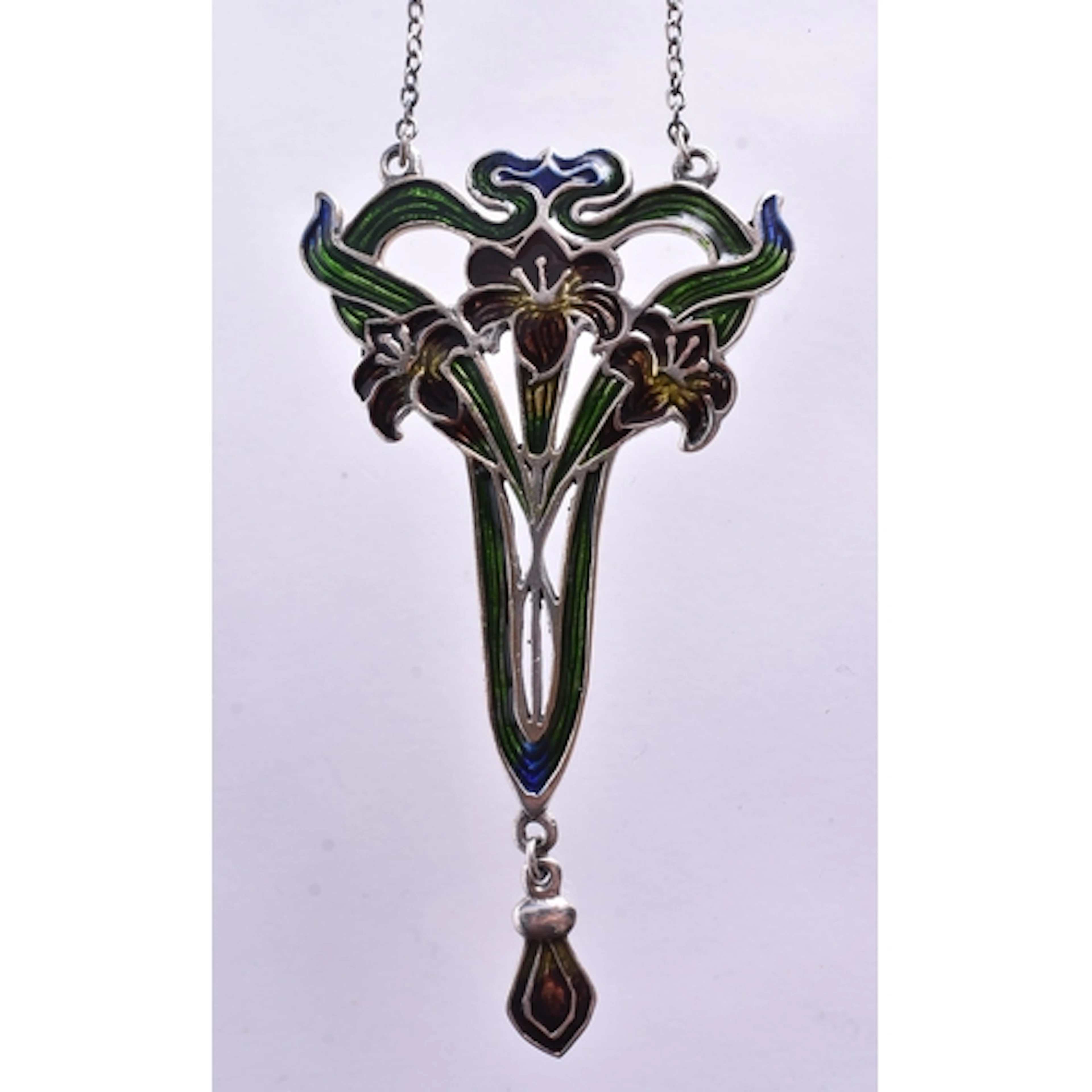 A Silver and Enamel Pendant Necklace. Stamped Sterling. Pe...