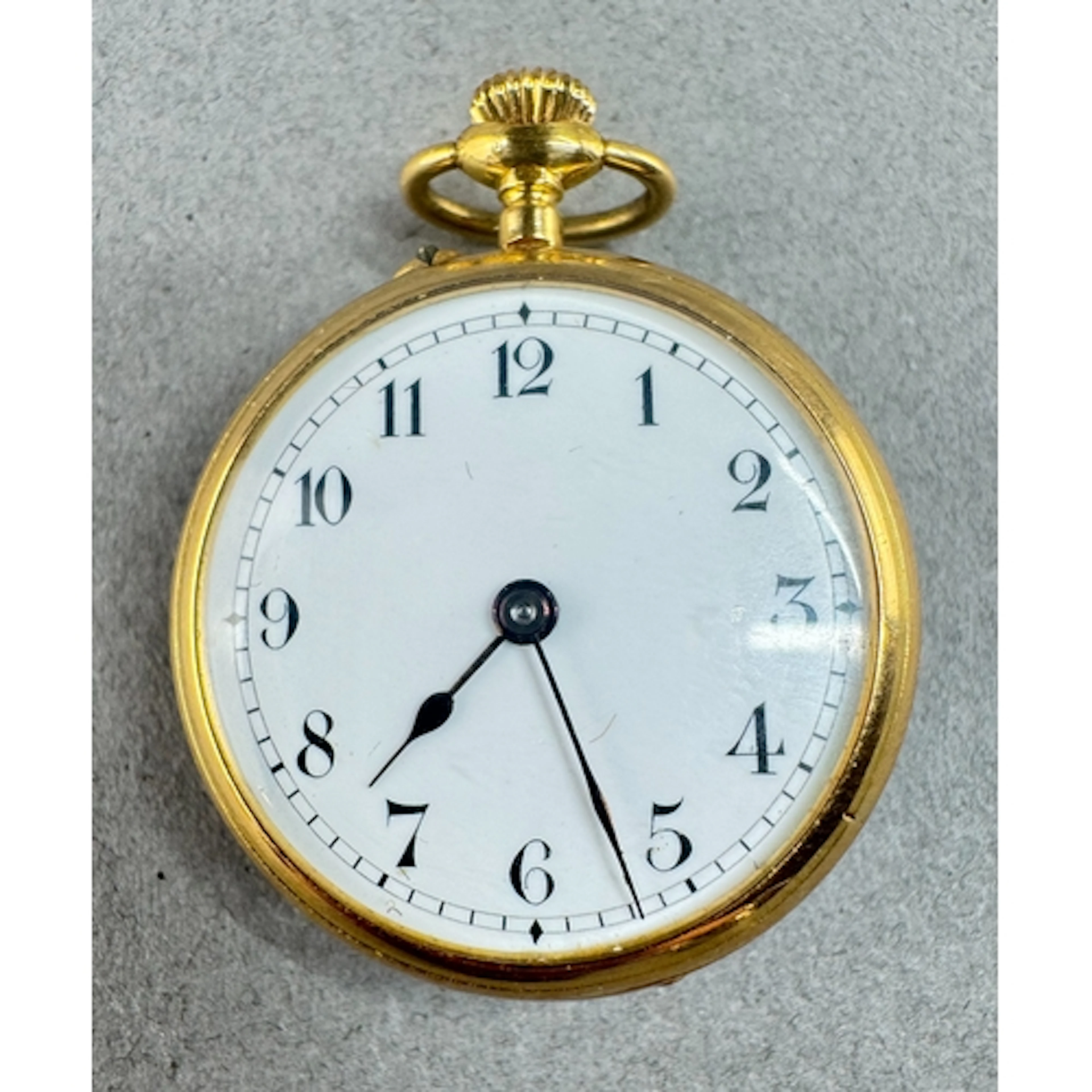 Watches: an 18ct yellow gold pin set open faced fob watch, i...