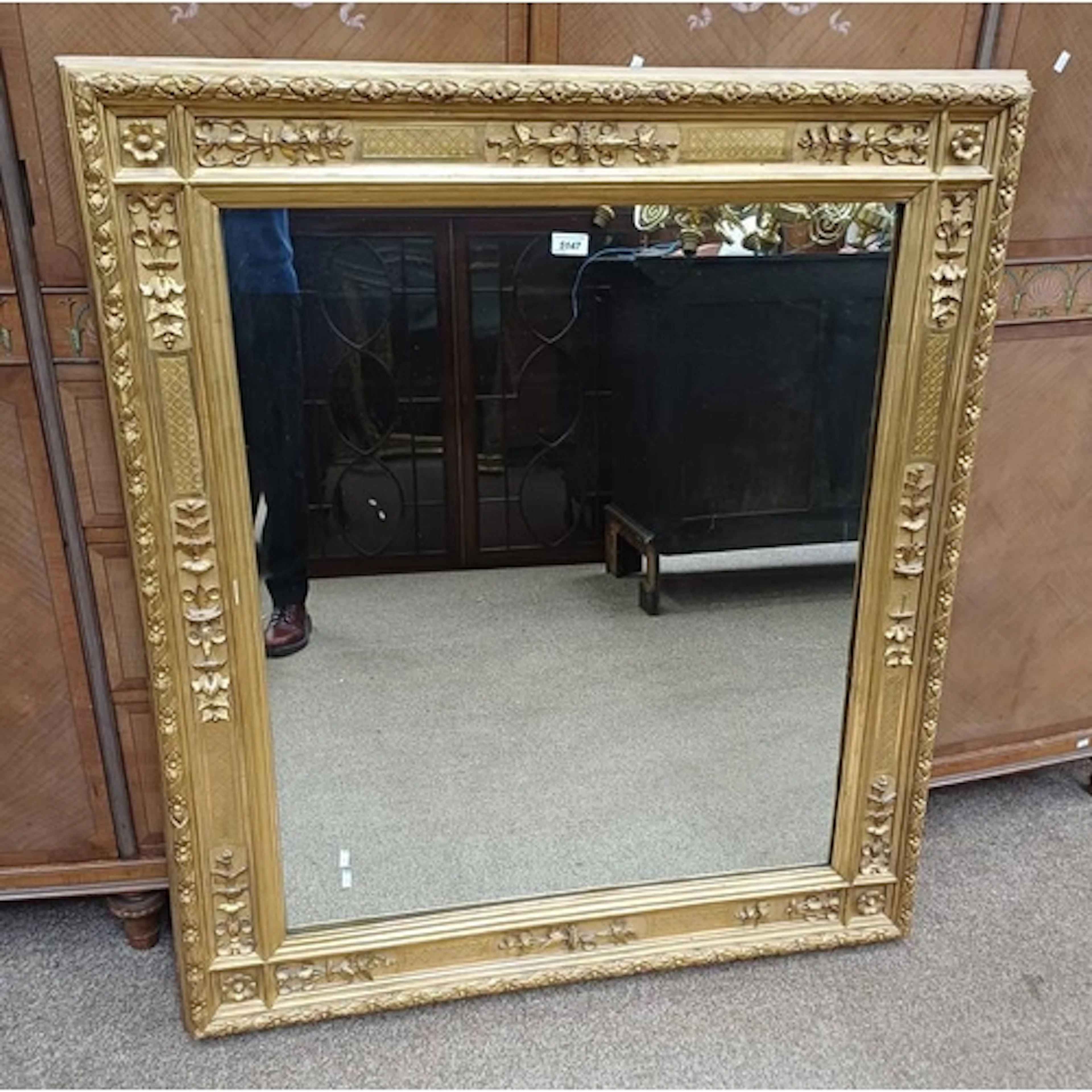19TH CENTURY DECORATIVE GILT FRAMED RECTANGULAR OVERMANTLE M...