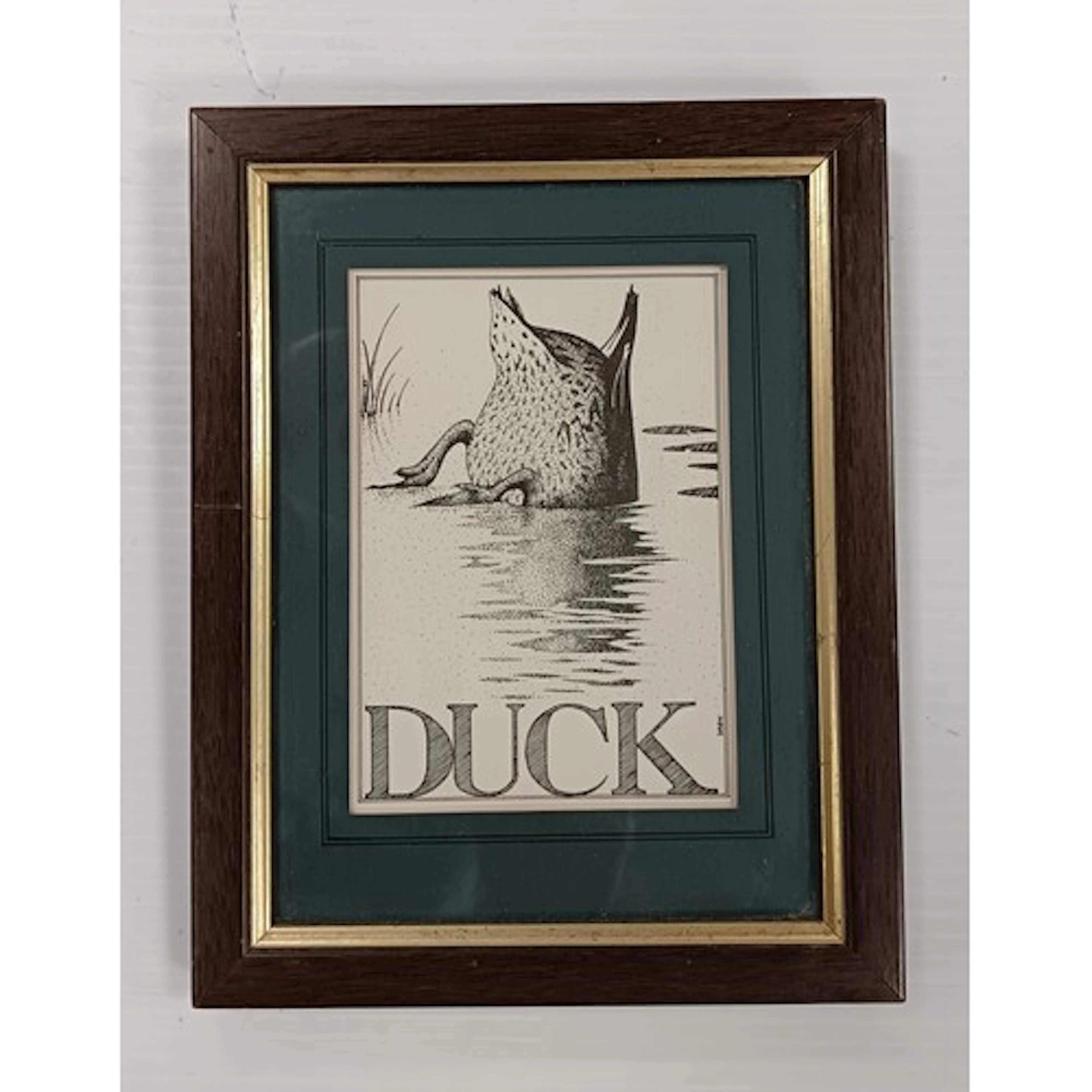 Simon Drew Framed stylised duck print inscribed “DREW” H: 23...