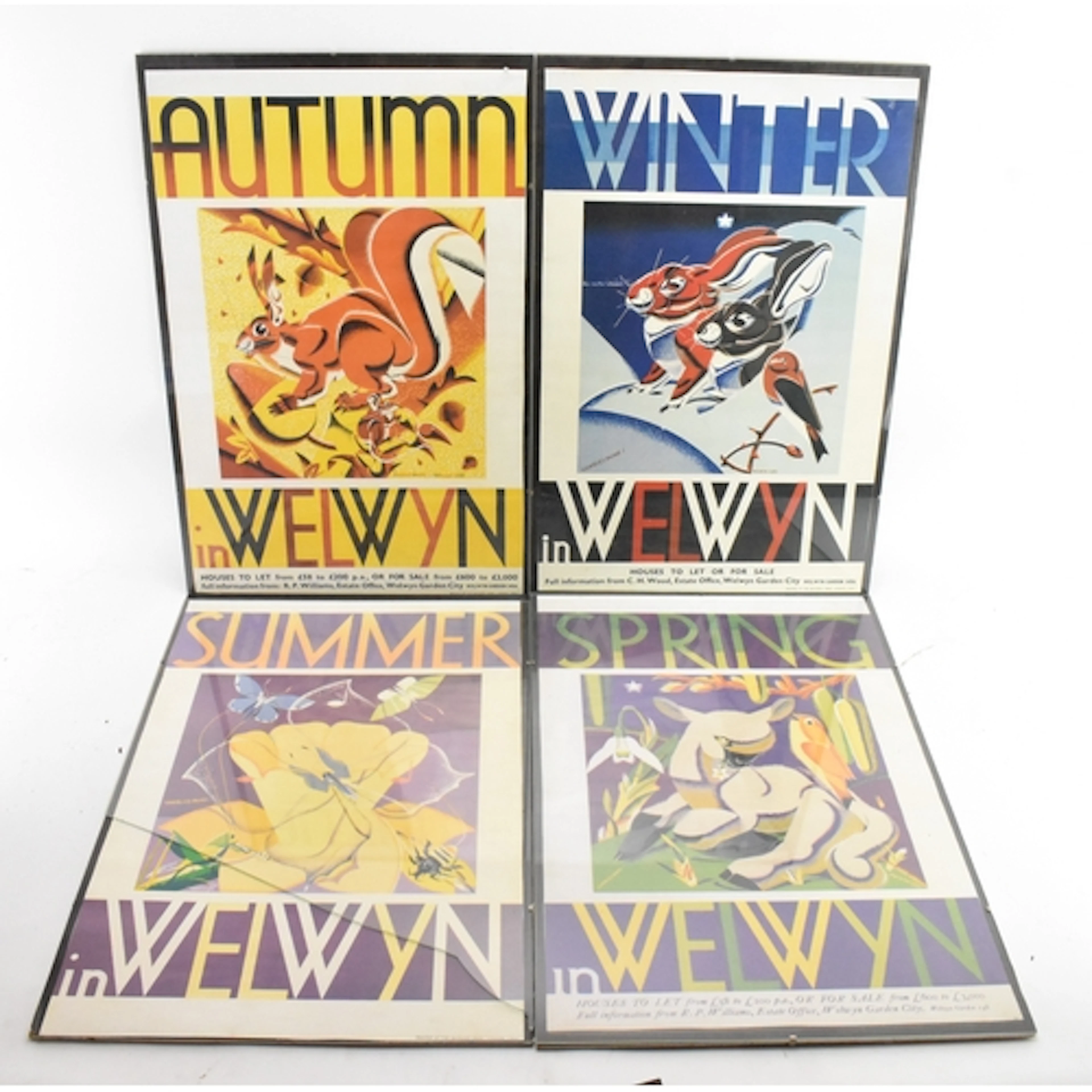 A set of four reproduction Charles Paine ‘In Welwyn’ seasona...