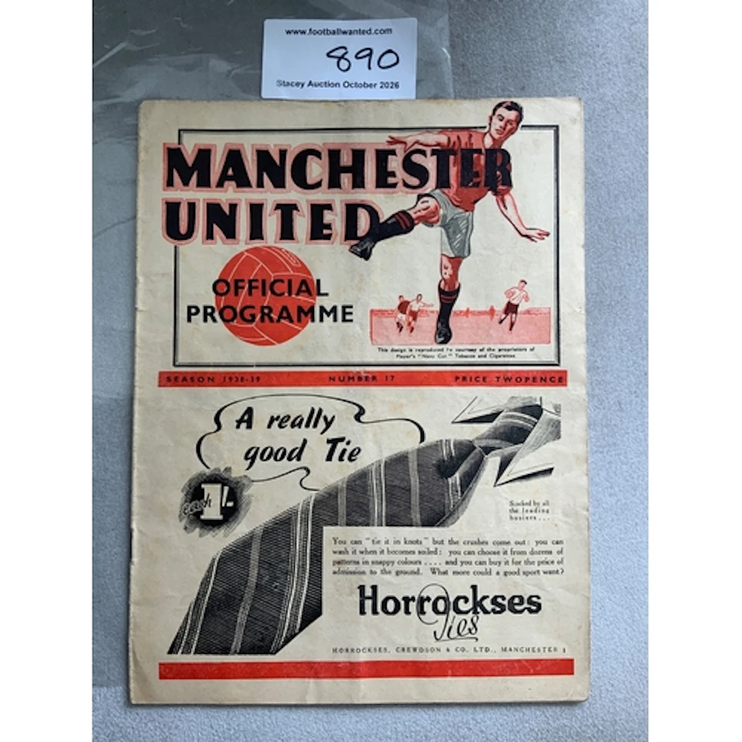 1938 - 1939 Manchester United v Aston Villa Football Program...