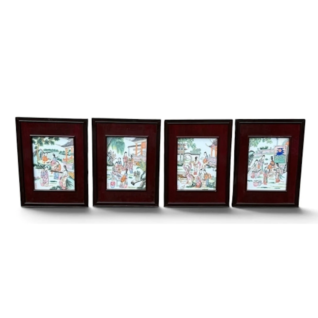 A SET OF FOUR 20TH CENTURY CHINESE PORCELAIN PLAQUES Painted...
