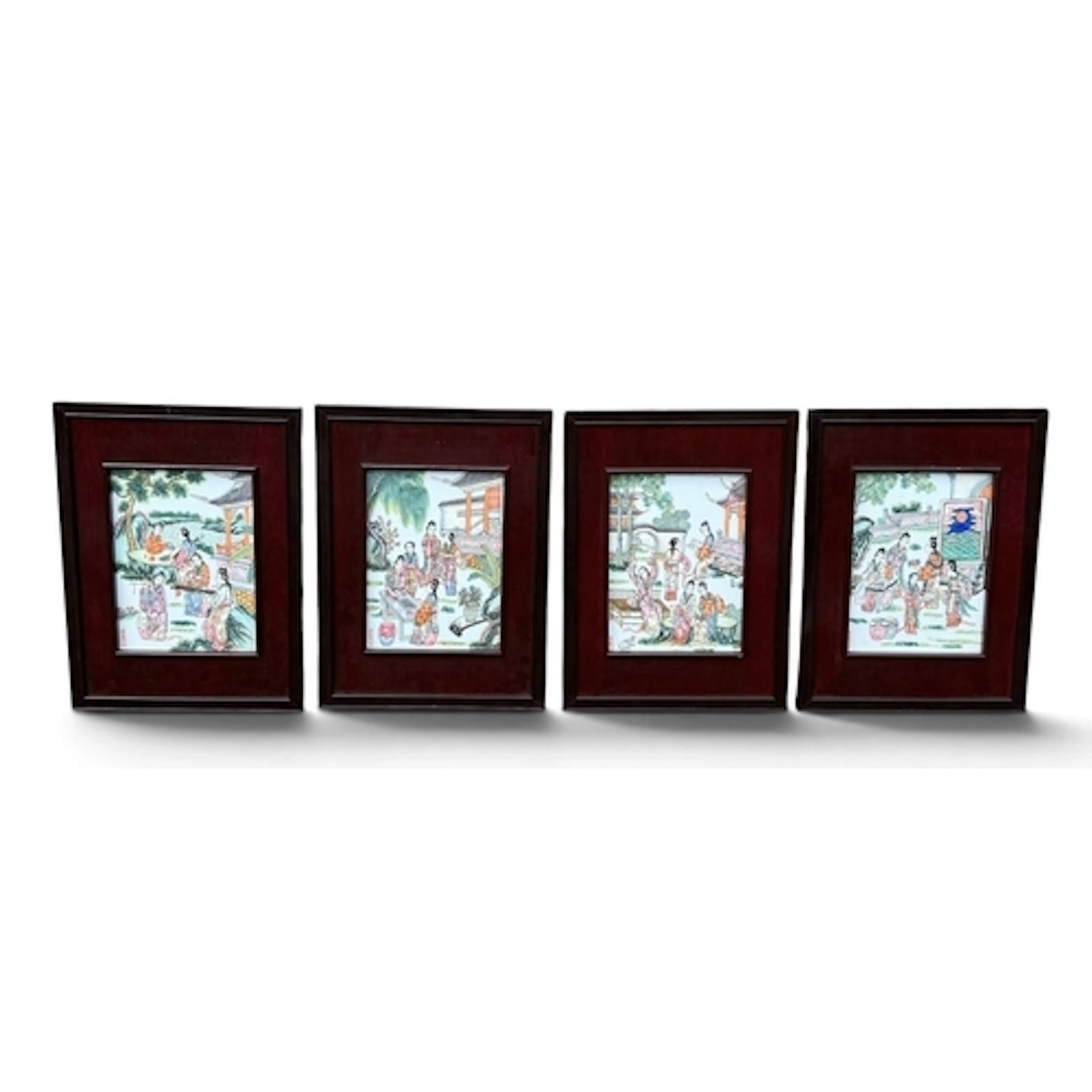 A SET OF FOUR 20TH CENTURY CHINESE PORCELAIN PLAQUES Painted...