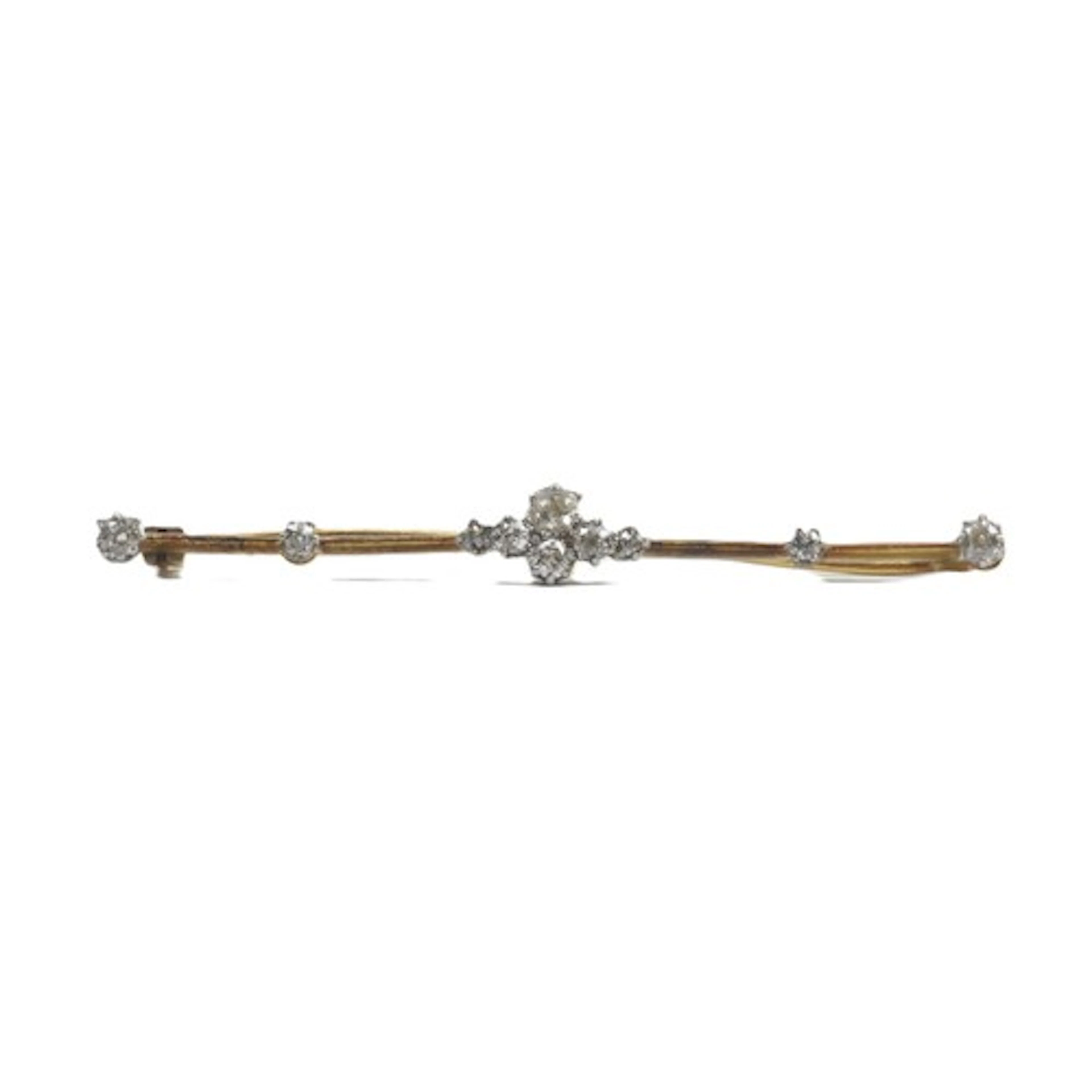 A late 19th/early 20th century diamond 18ct and platinum bar...