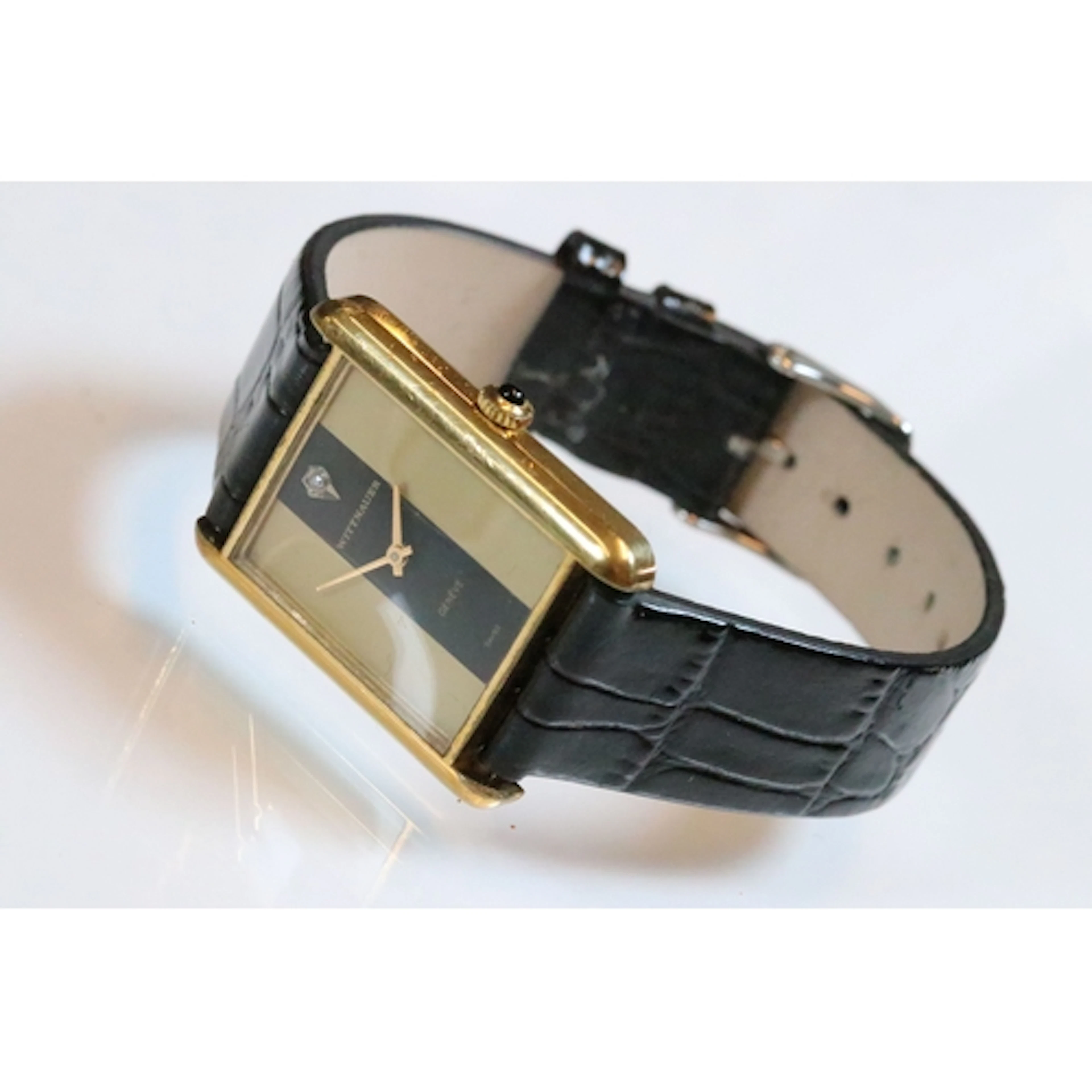 Gentleman's Wittnauer geneve wrist watch having a rectangula...