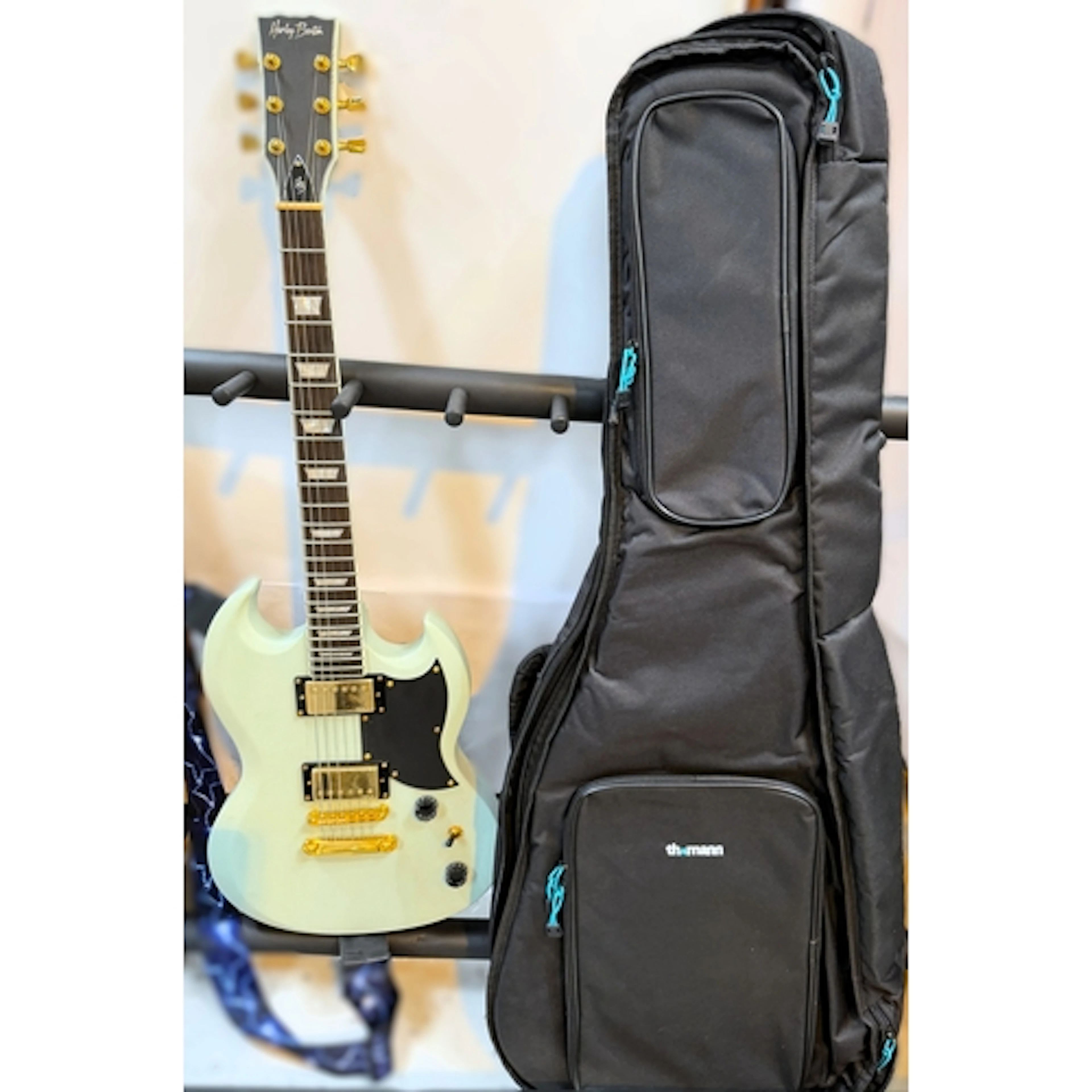 A Harley Benton DC-DLX Gotah double cutaway solid body elect...