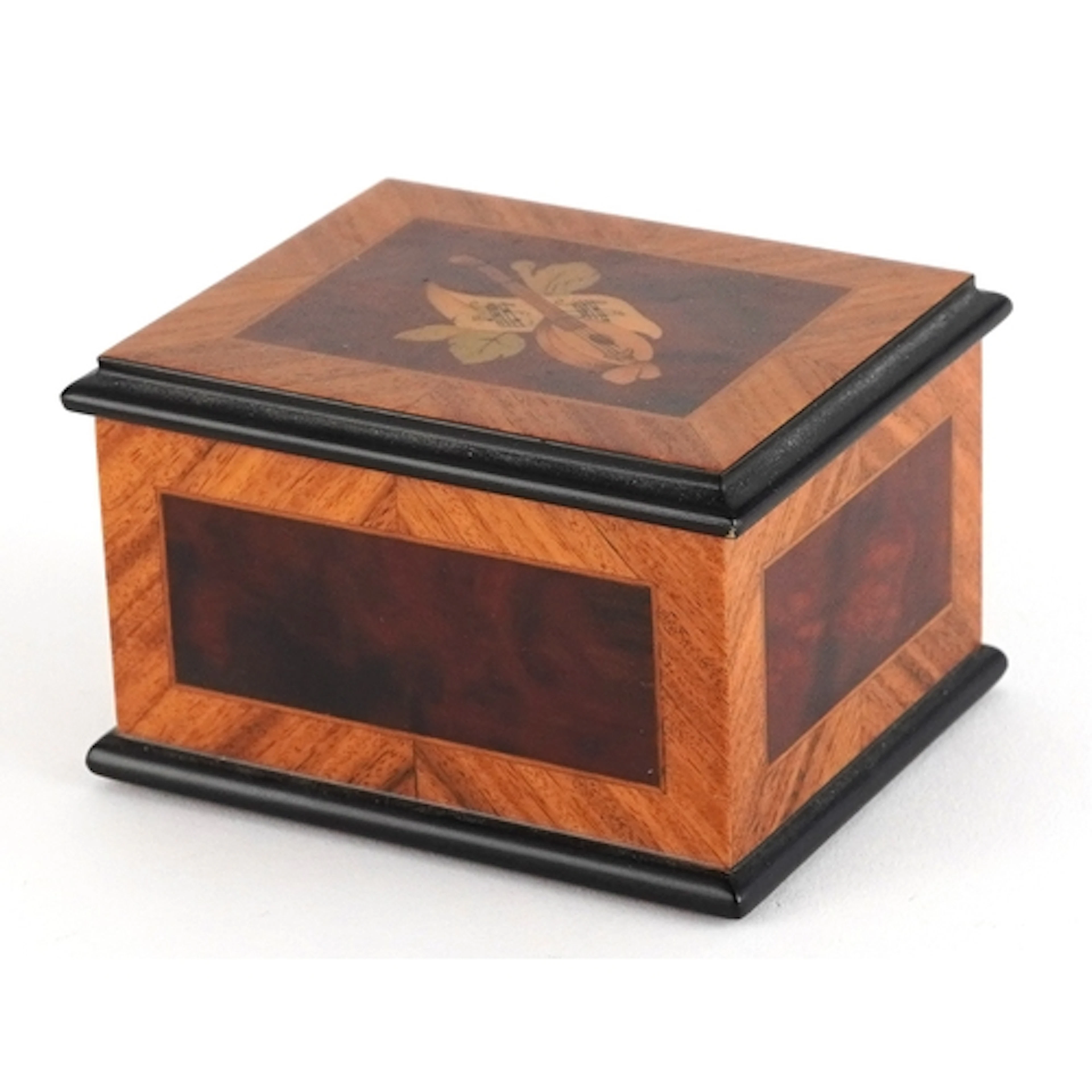 Swiss inlaid Reuge music box - Romance, 9cm wide.