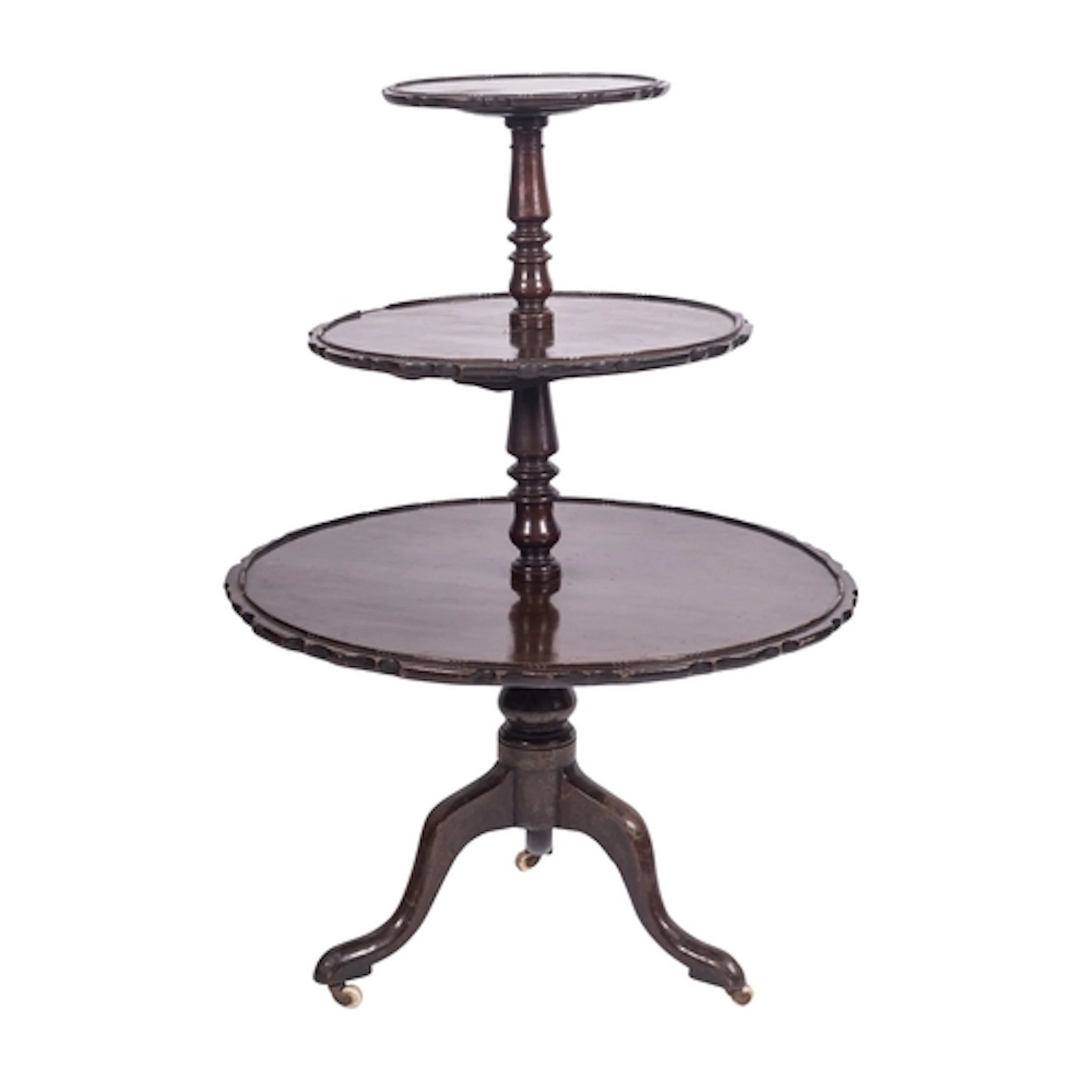 A mahogany three tier dumb waiter in Regency style, later 19...