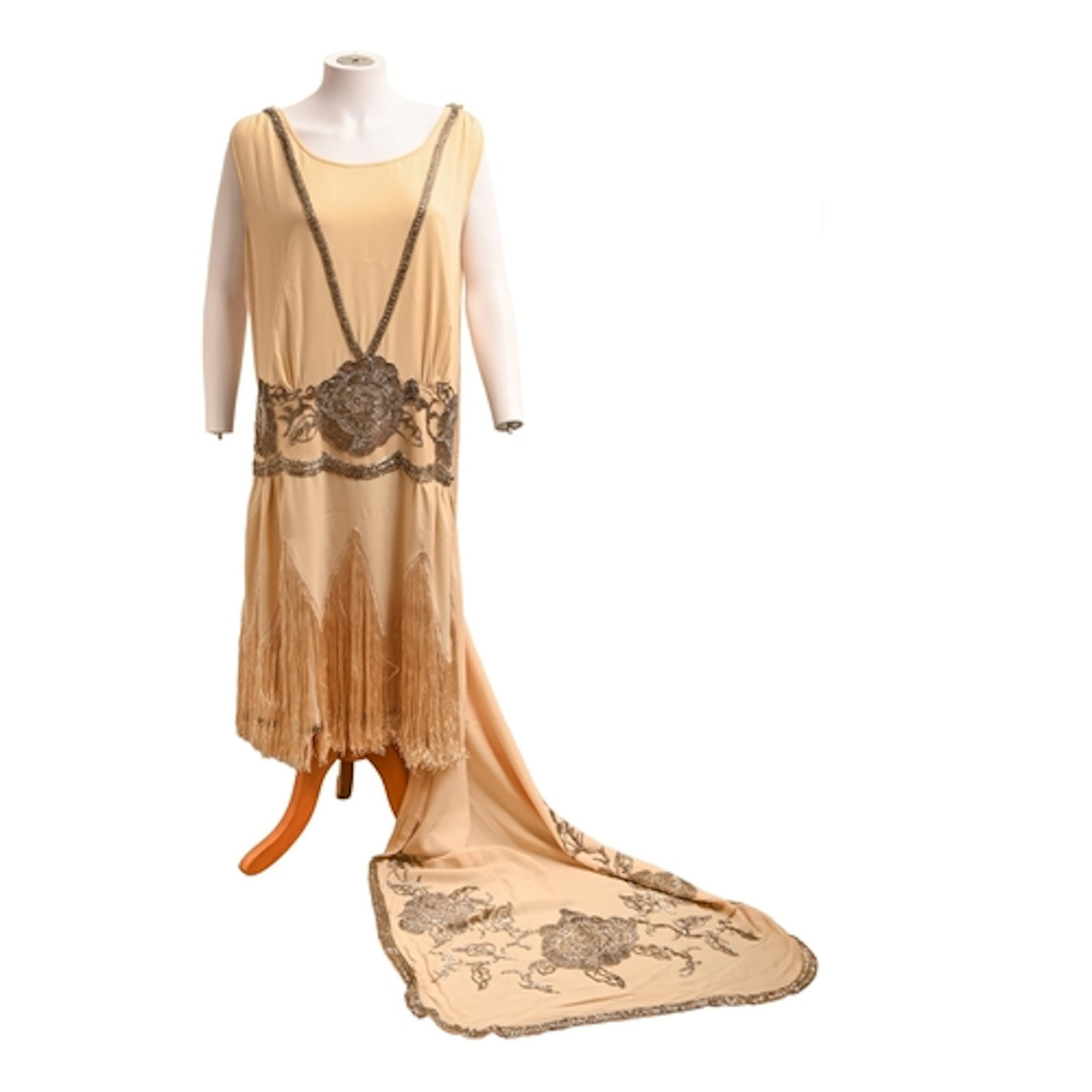 Vintage fashion. A beaded silk crepe drop waist dress, c1925...