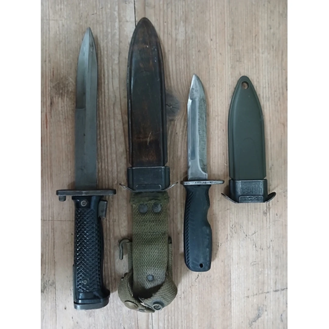 Two knifes/bayonets; Danish M1 marked 'HTK' to scabbard and ...
