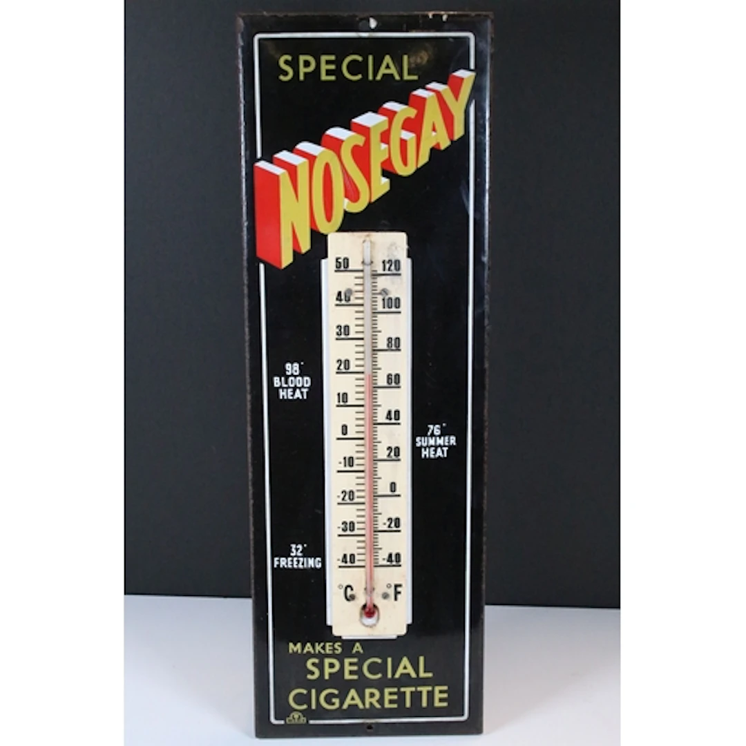 Early 20th century advertising enamel thermometer sign for N...