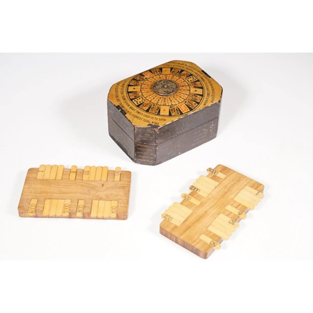 Treen - pair of bezique wooden markers game boards, and vint...