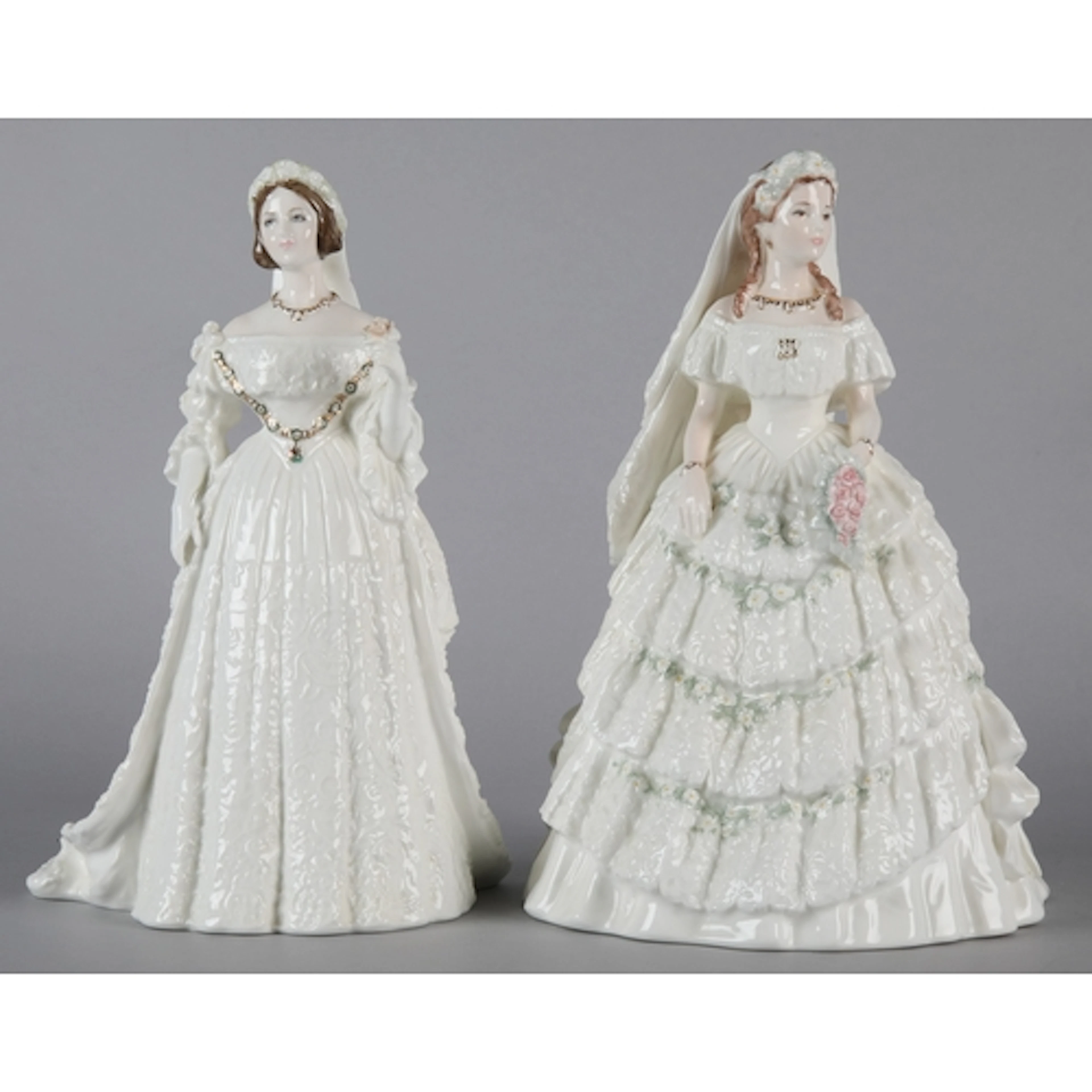 Coalport figures 'Queen Victoria' and 'Princess Alexandra'.