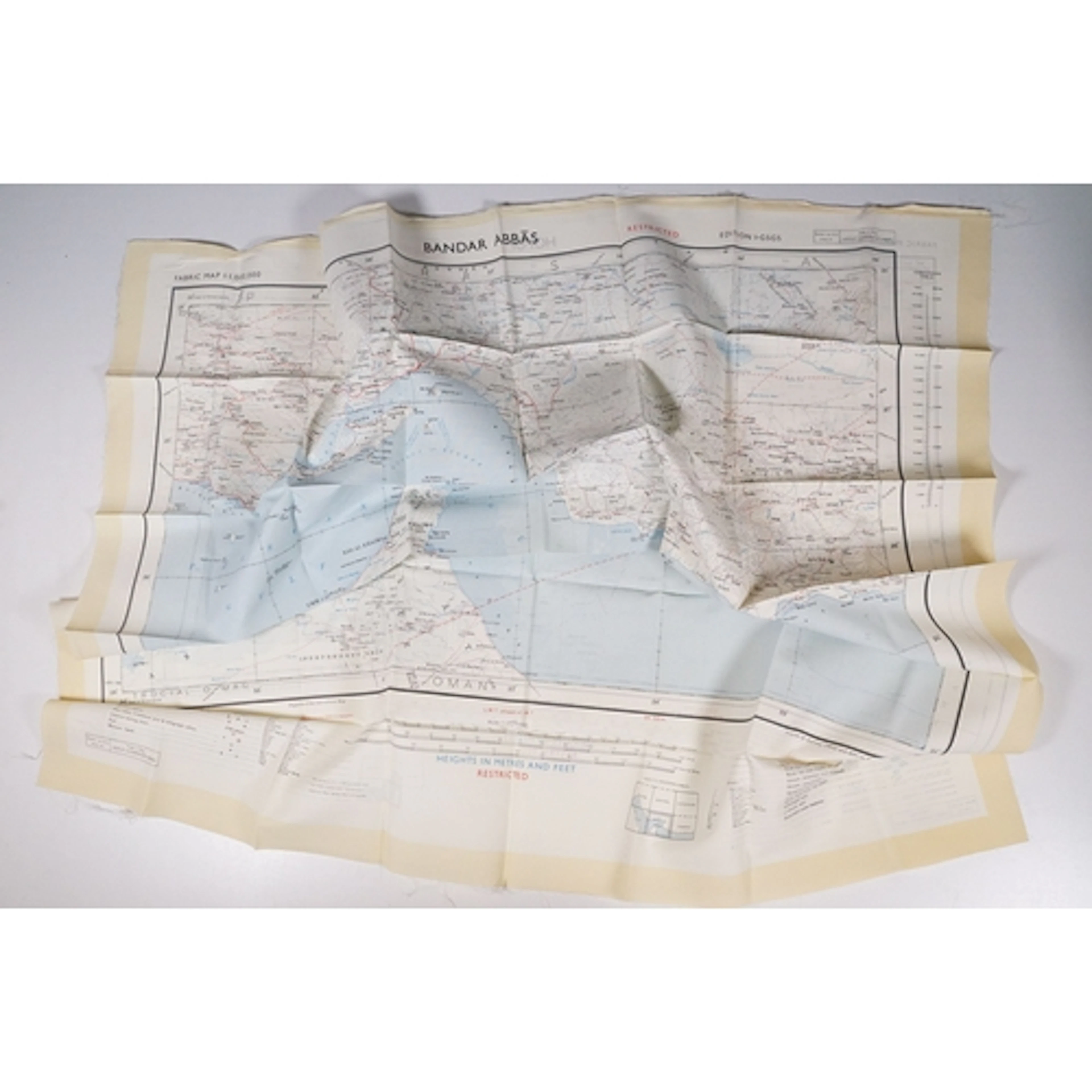 A Royal Air Force / RAF silk escape map covering Dubai, Abu ...