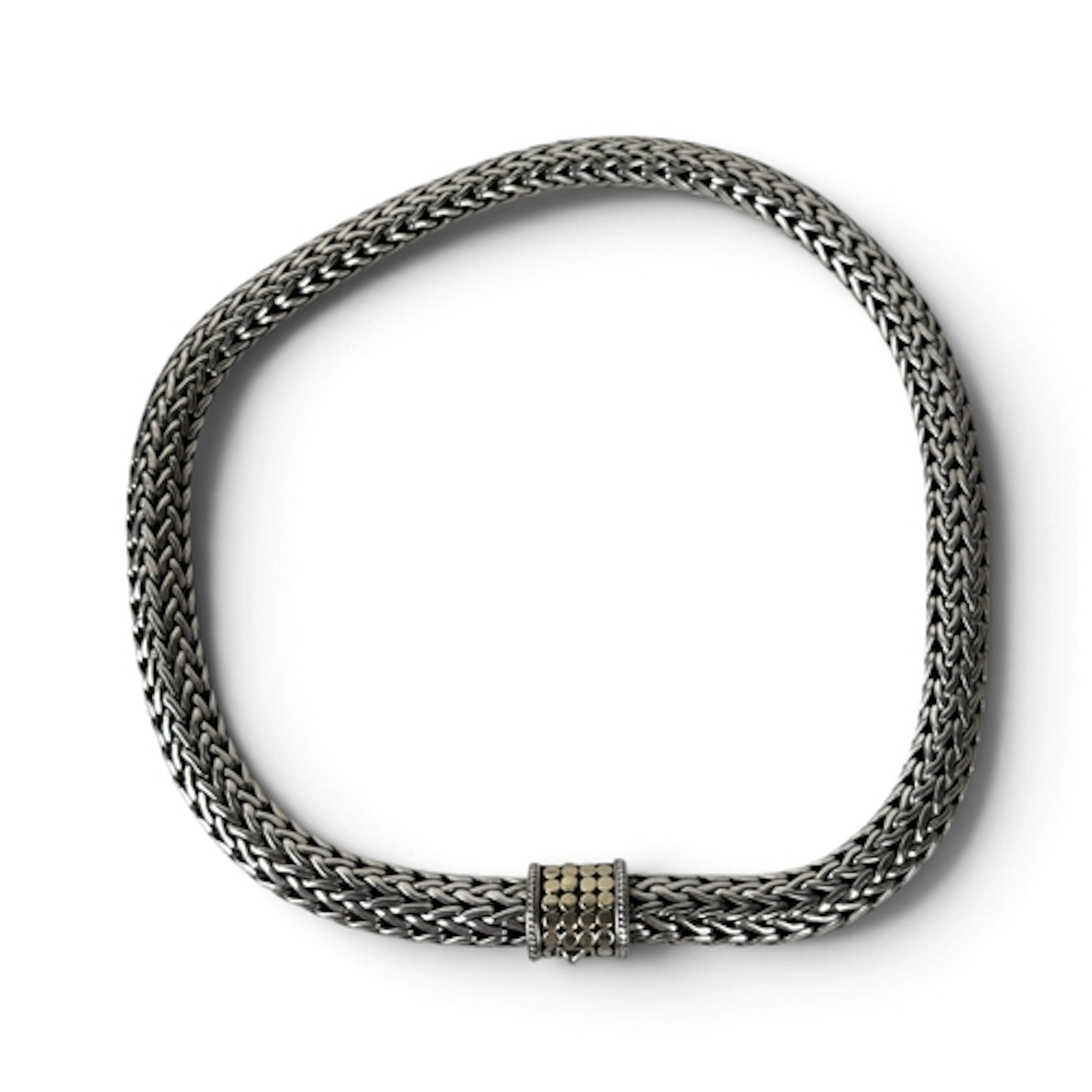 A 925 SILVER NECKLACE, THE CLASP 18K GOLD MOUNTED/PLATED The...