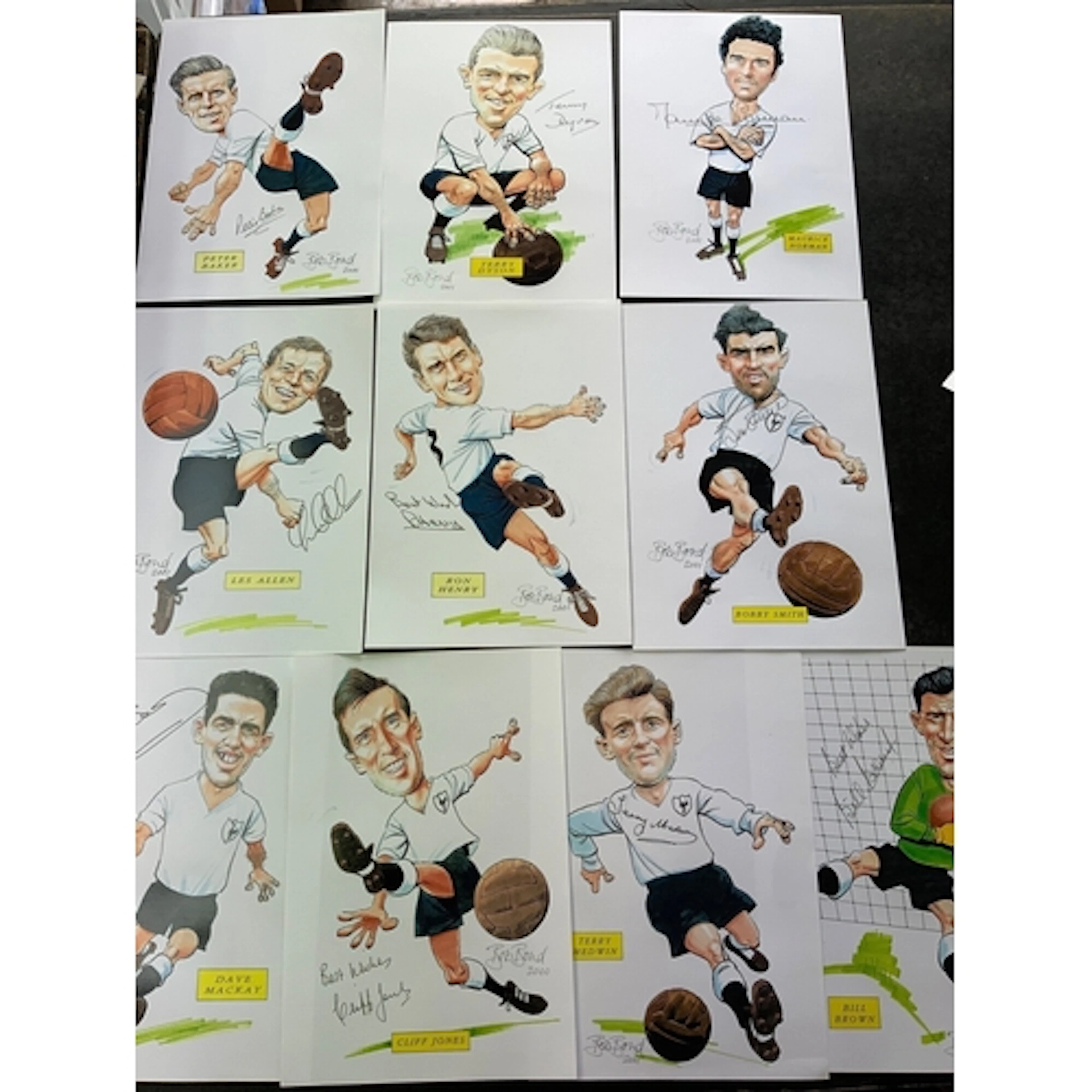 Tottenham 60/61 Signed Football Caricatures: 13 Spurs Bob Bo...