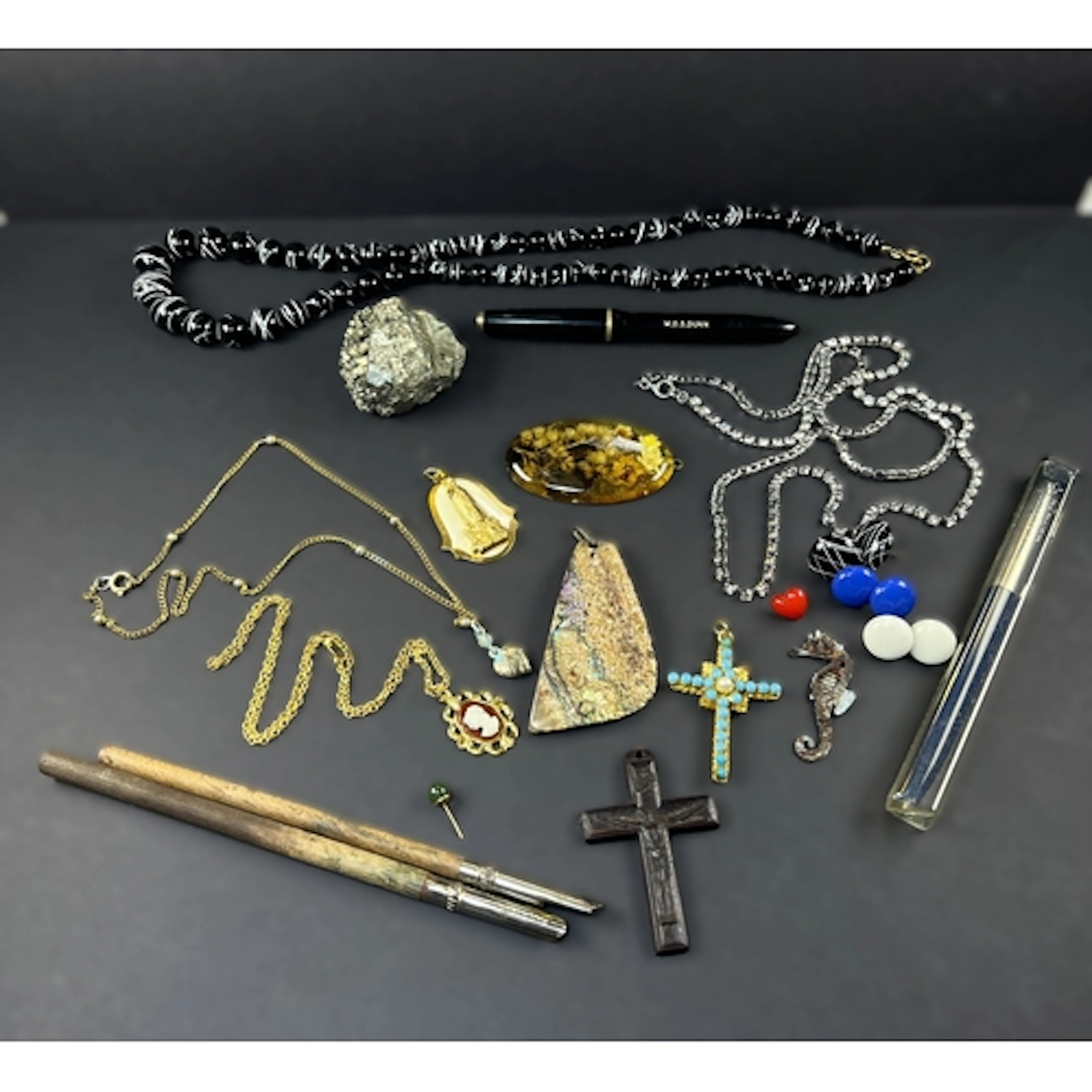 A small 1960's Parker fountain pen; a selection of costume j...