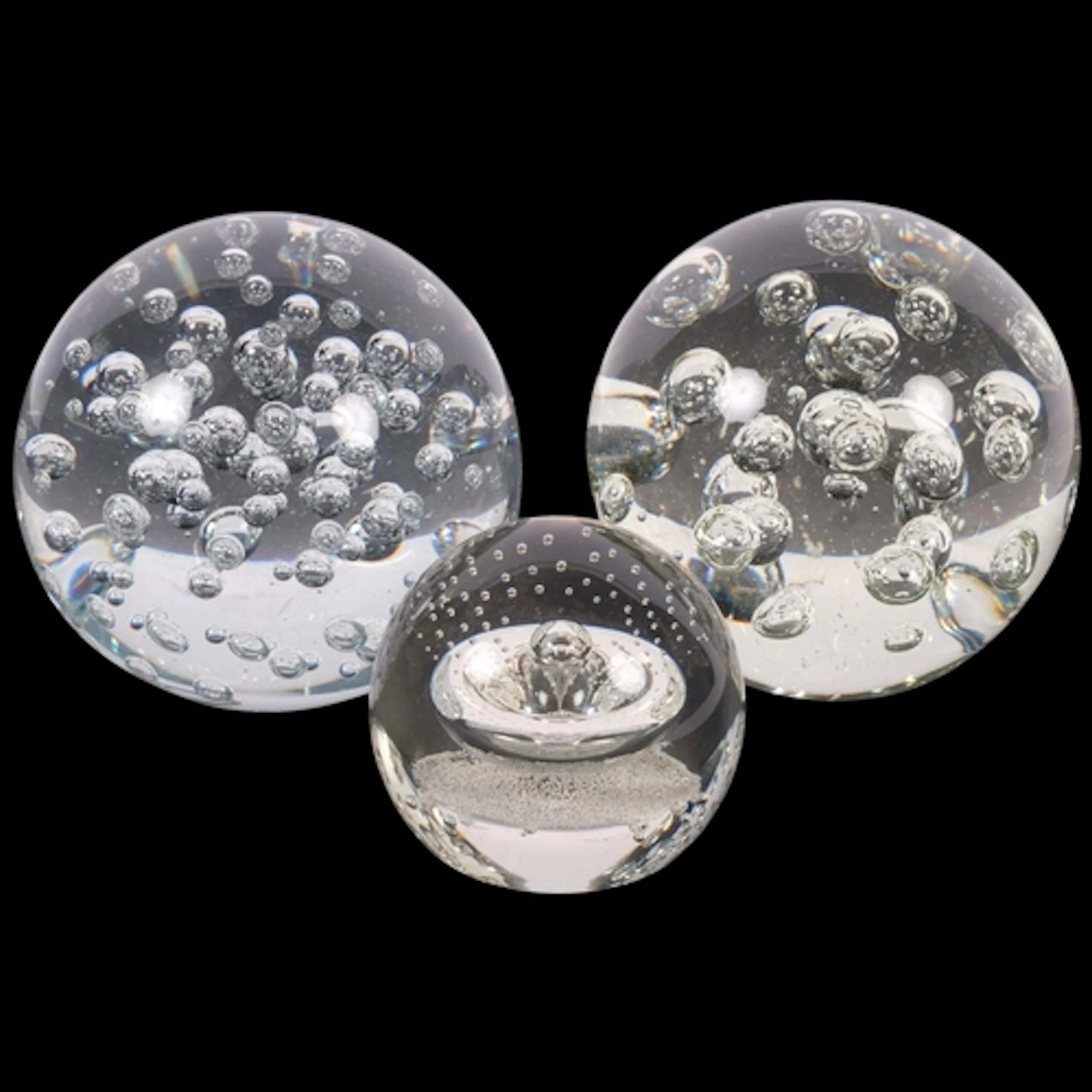 2 similar large glass bubble dump weights, together with a C...