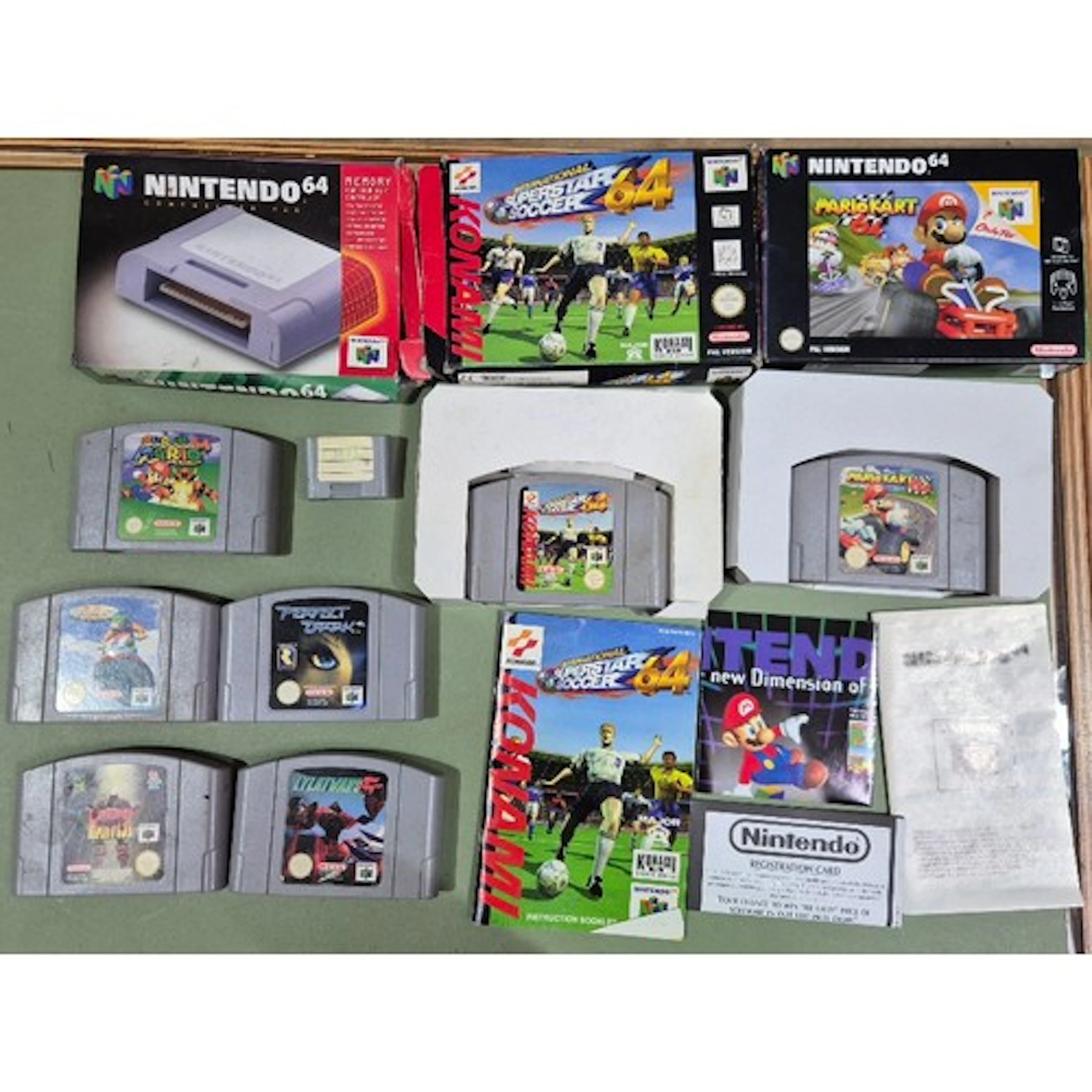 A box of assorted Nintendo 64 games to include Mario Kart, I...