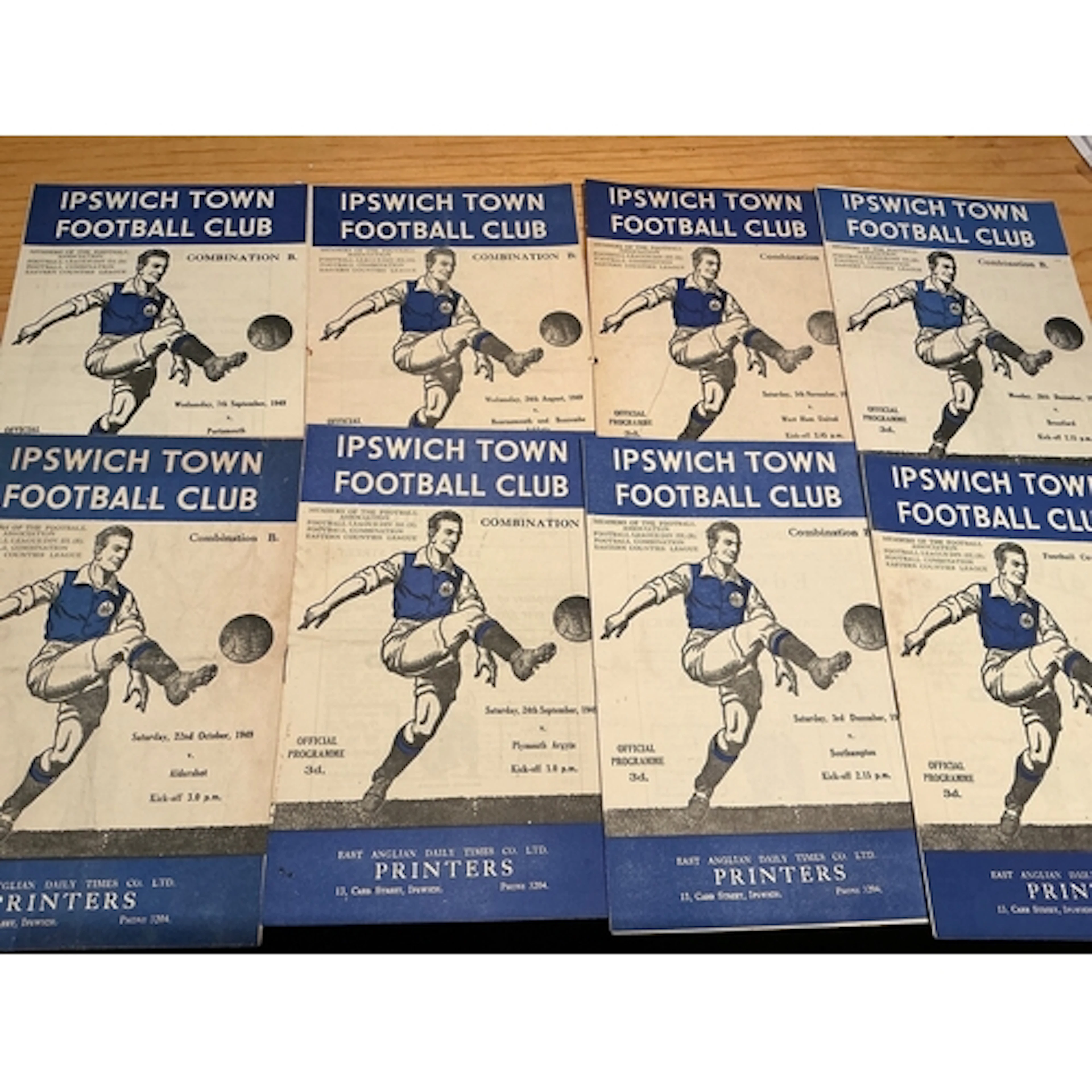 49/50 Ipswich Town Home Reserve Football Programmes: Footbal...