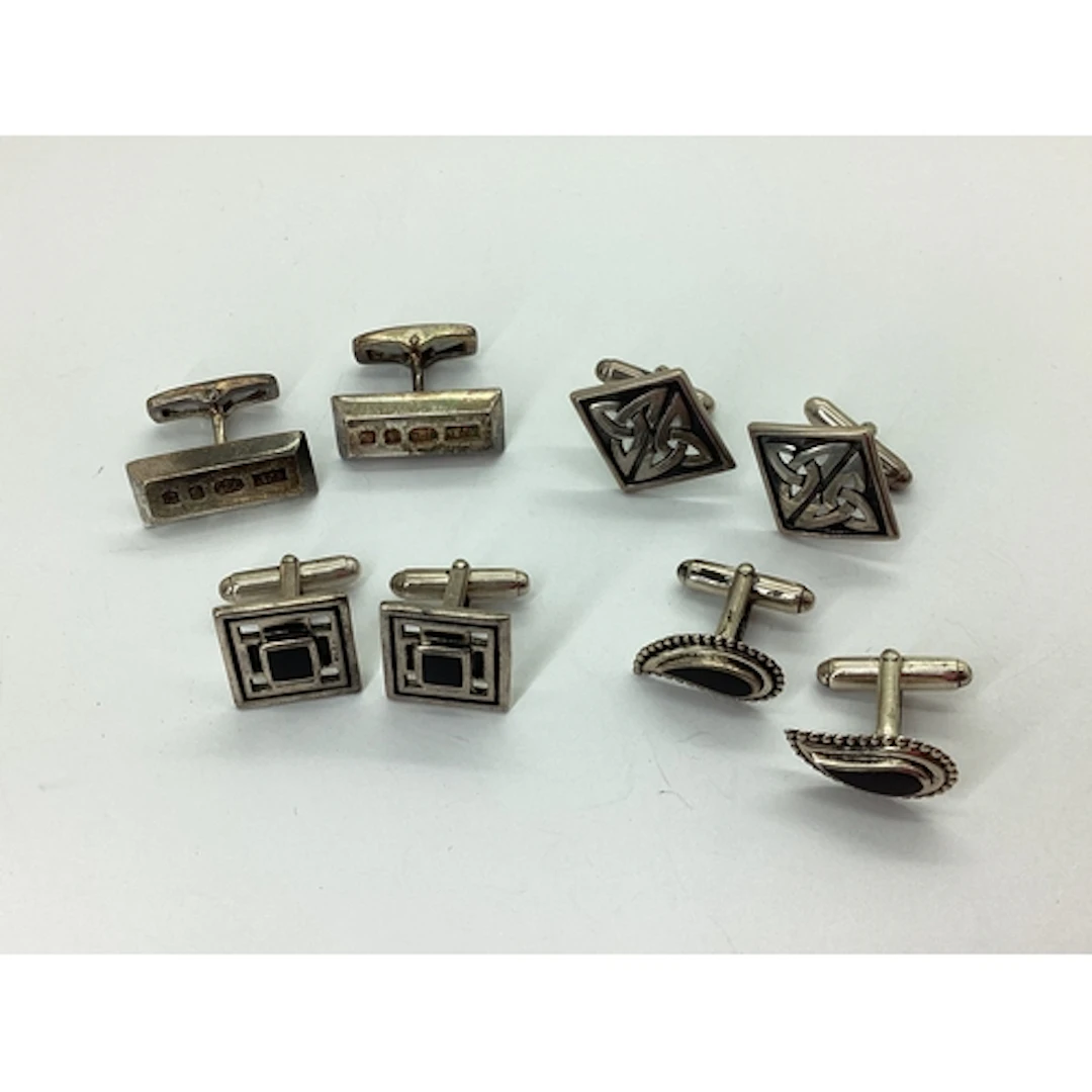 Ola Marie Gorie; A Pair of Celtic Style Cufflinks, of kite s...