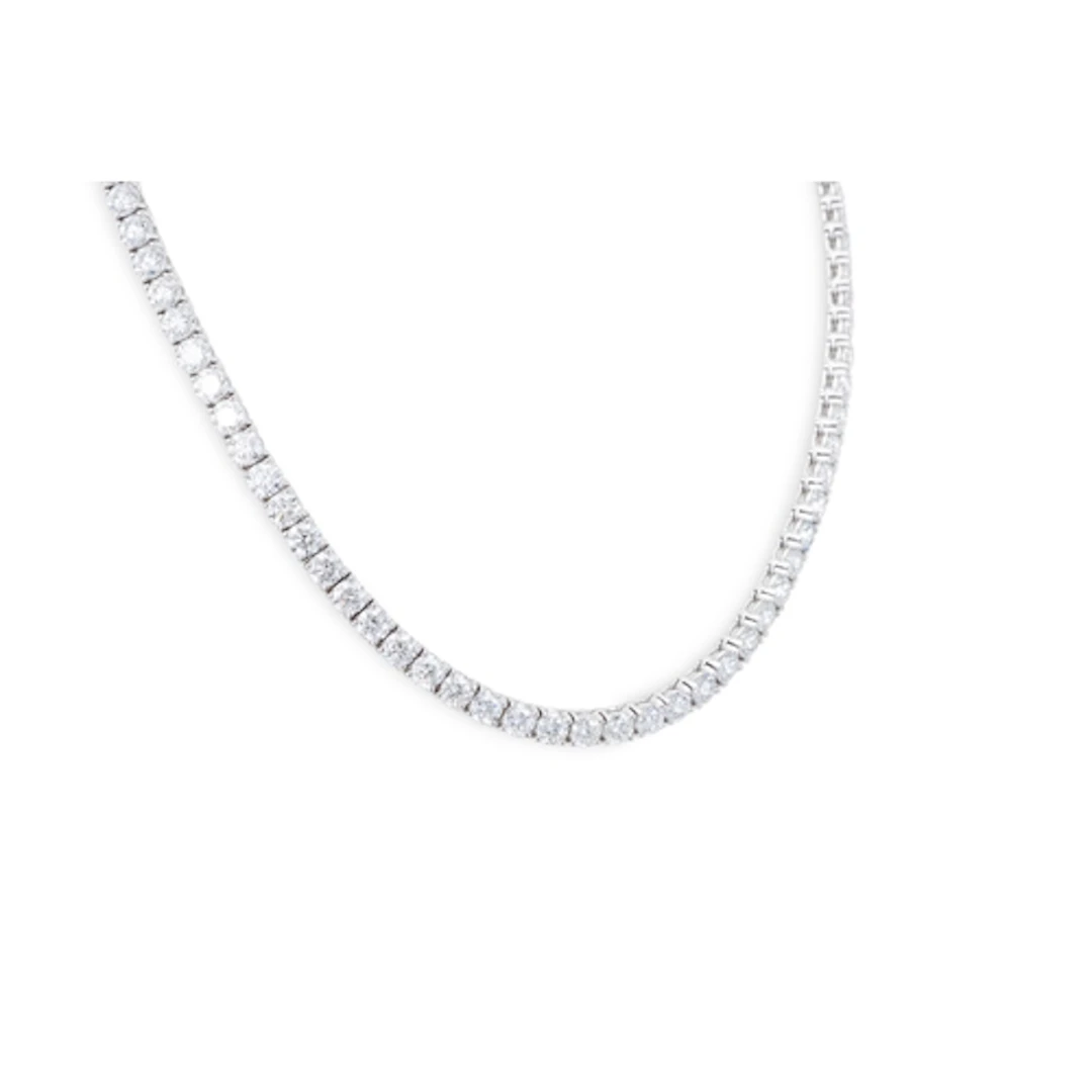 A DIAMOND SET LINE NECKLACE, the round brilliant cut diamond...