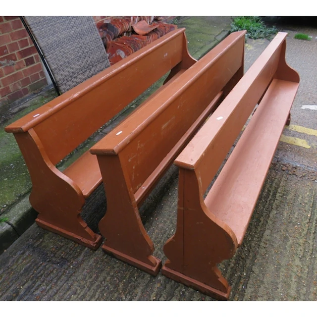 Vintage Church Benches/Pews & backs, 2 for kneeling approx. ...