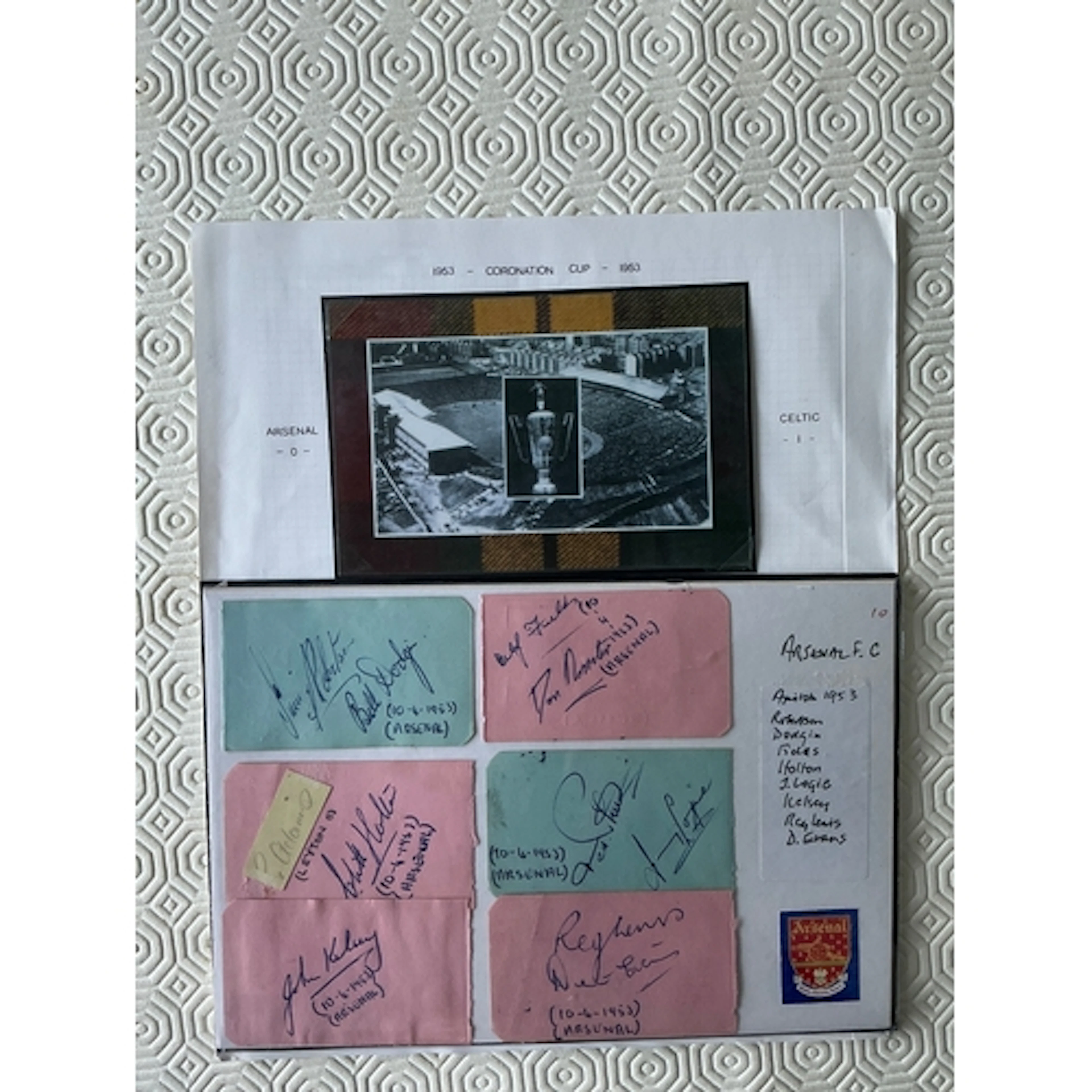 Arsenal 1953 Football Autographs: Removed from autograph boo...