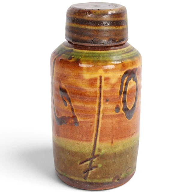 CLIVE BOWEN (b.1943), an earthenware bottle jar and lid, h y...