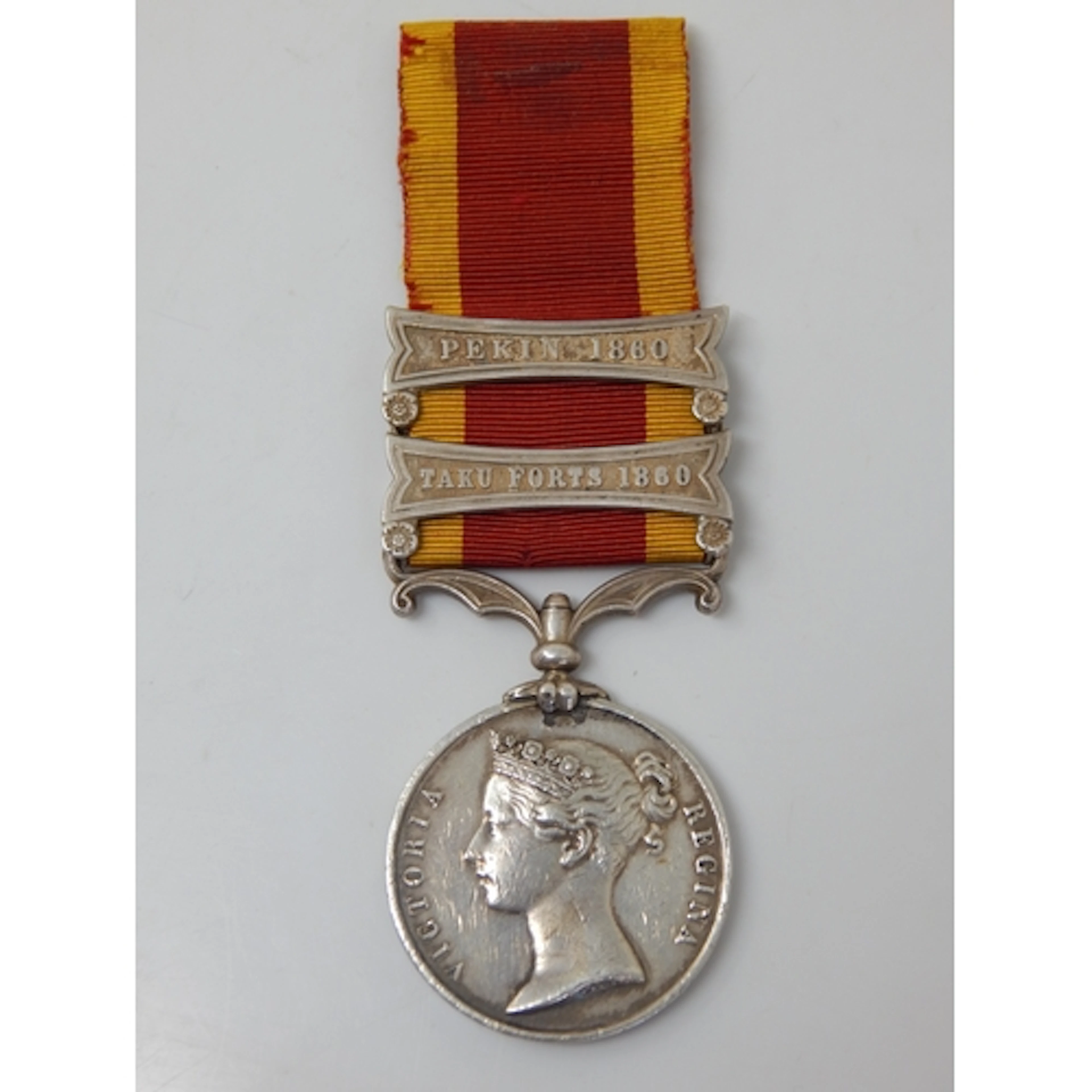 2nd China War Medal with Clasps for Peking 1860 & Taku Forts...