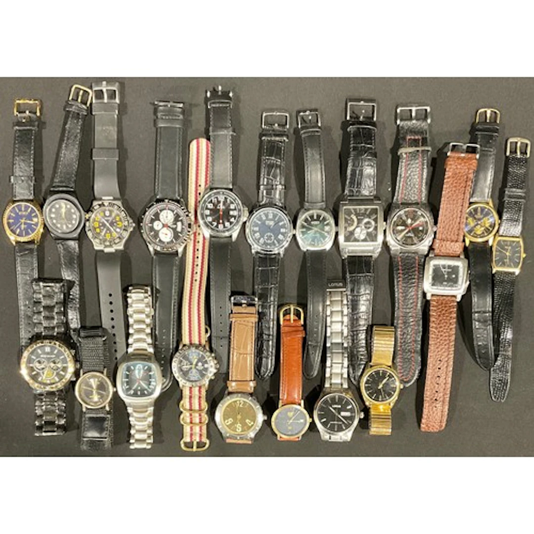 Watches - A collection of twenty black and dark coloured fac...