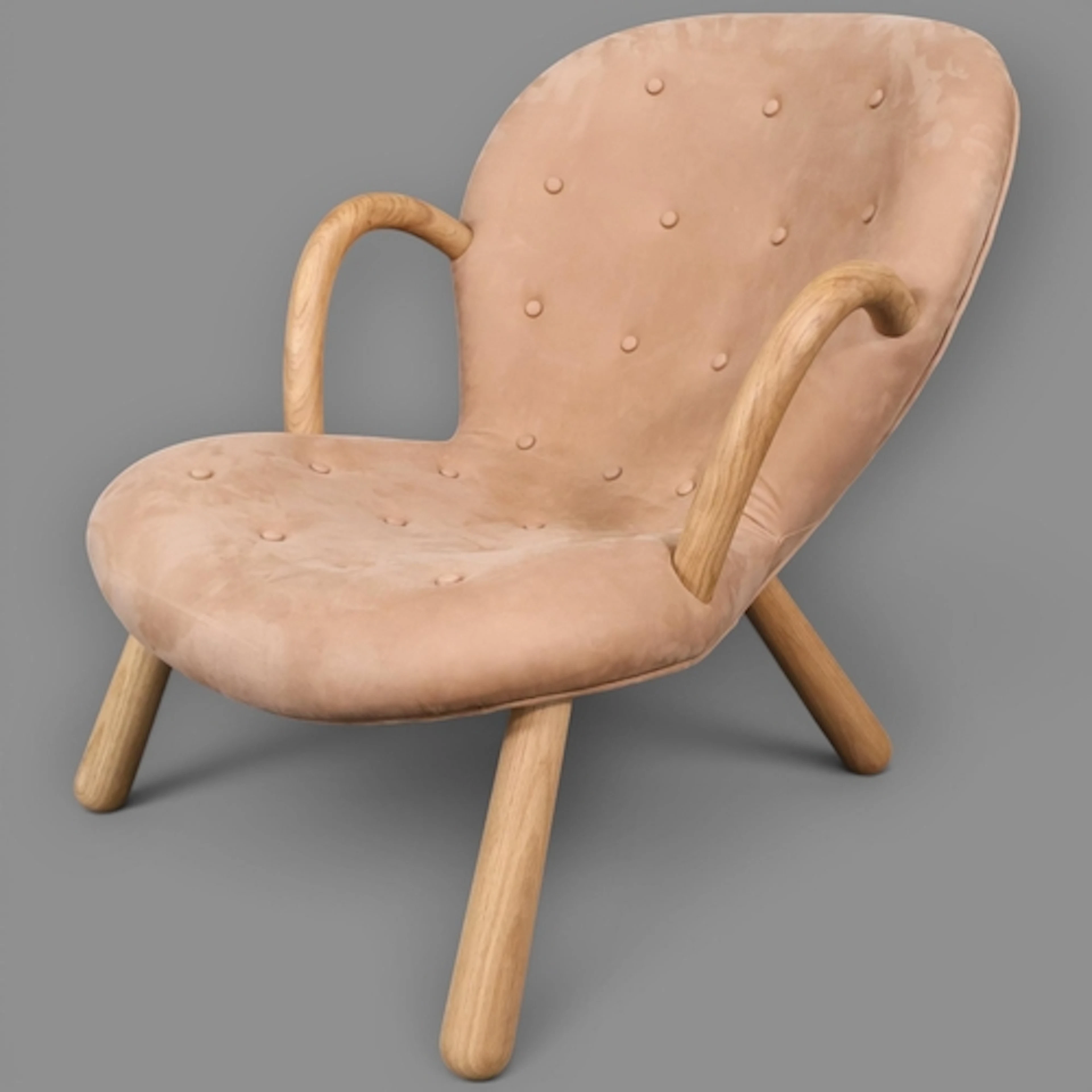A mid-century Danish design Clam lounge chair in nubuck leat...