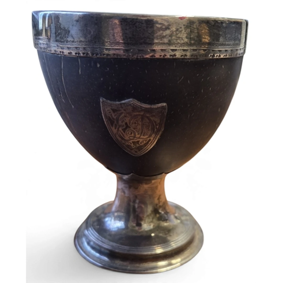 A late 18th Century Coconut Cup with mounted rim and base. 1...
