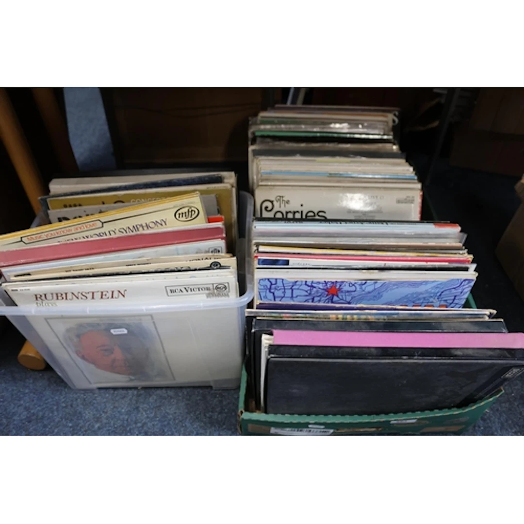 Two boxes containing records to include The Corries, The Bay...