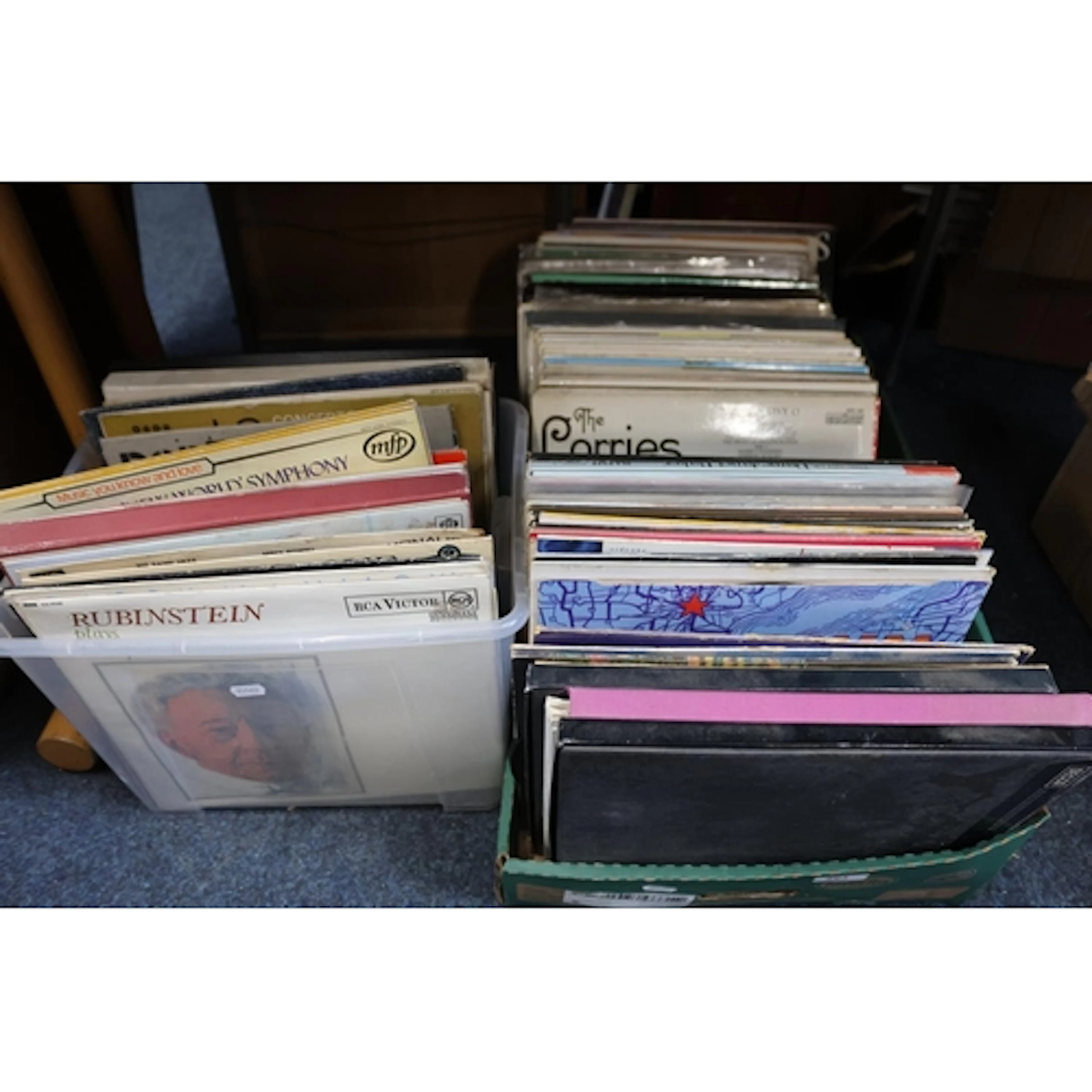 Two boxes containing records to include The Corries, The Bay...
