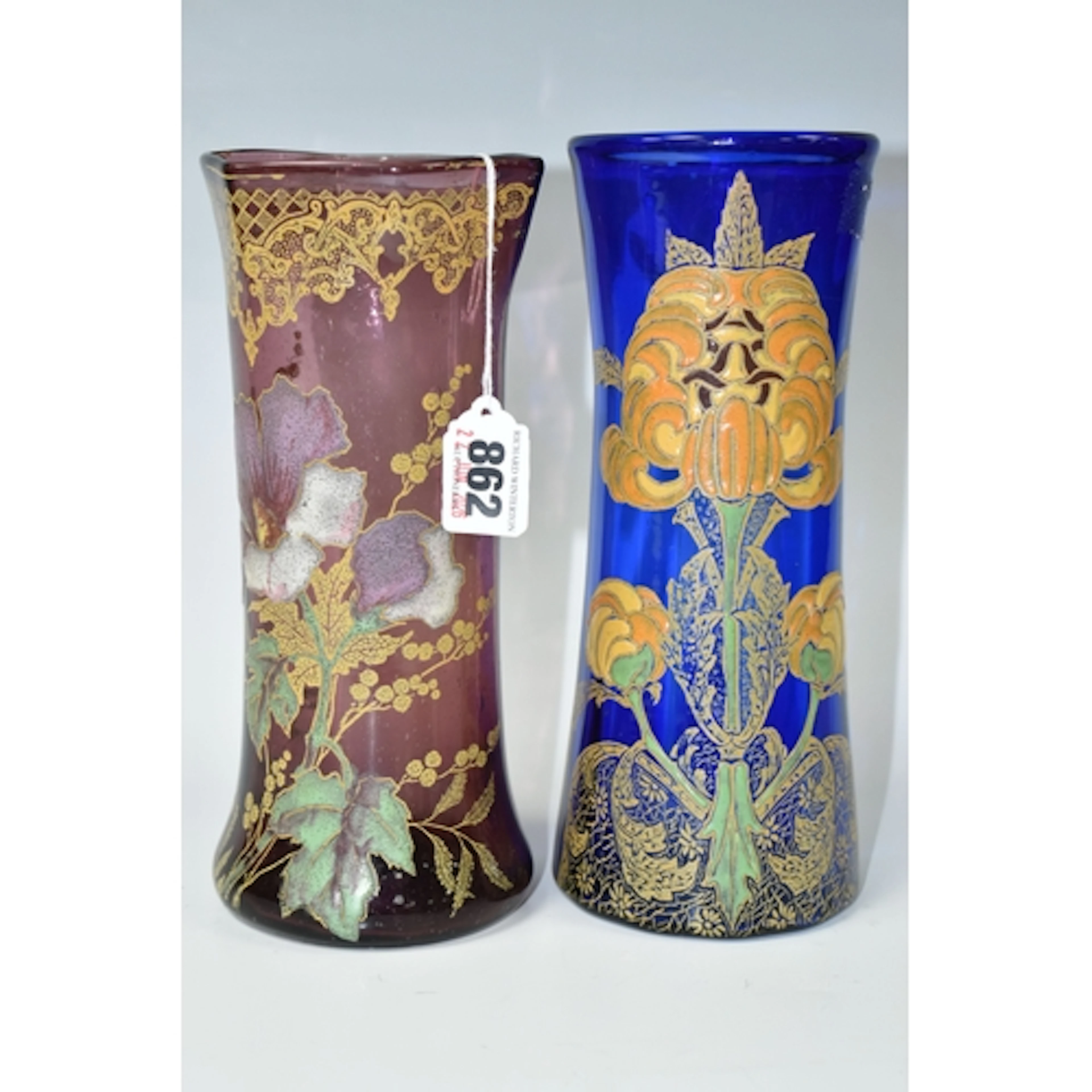 TWO EARLY 20TH CENTURY LEGRAS & CIE STYLE ART NOUVEAU VASES,...