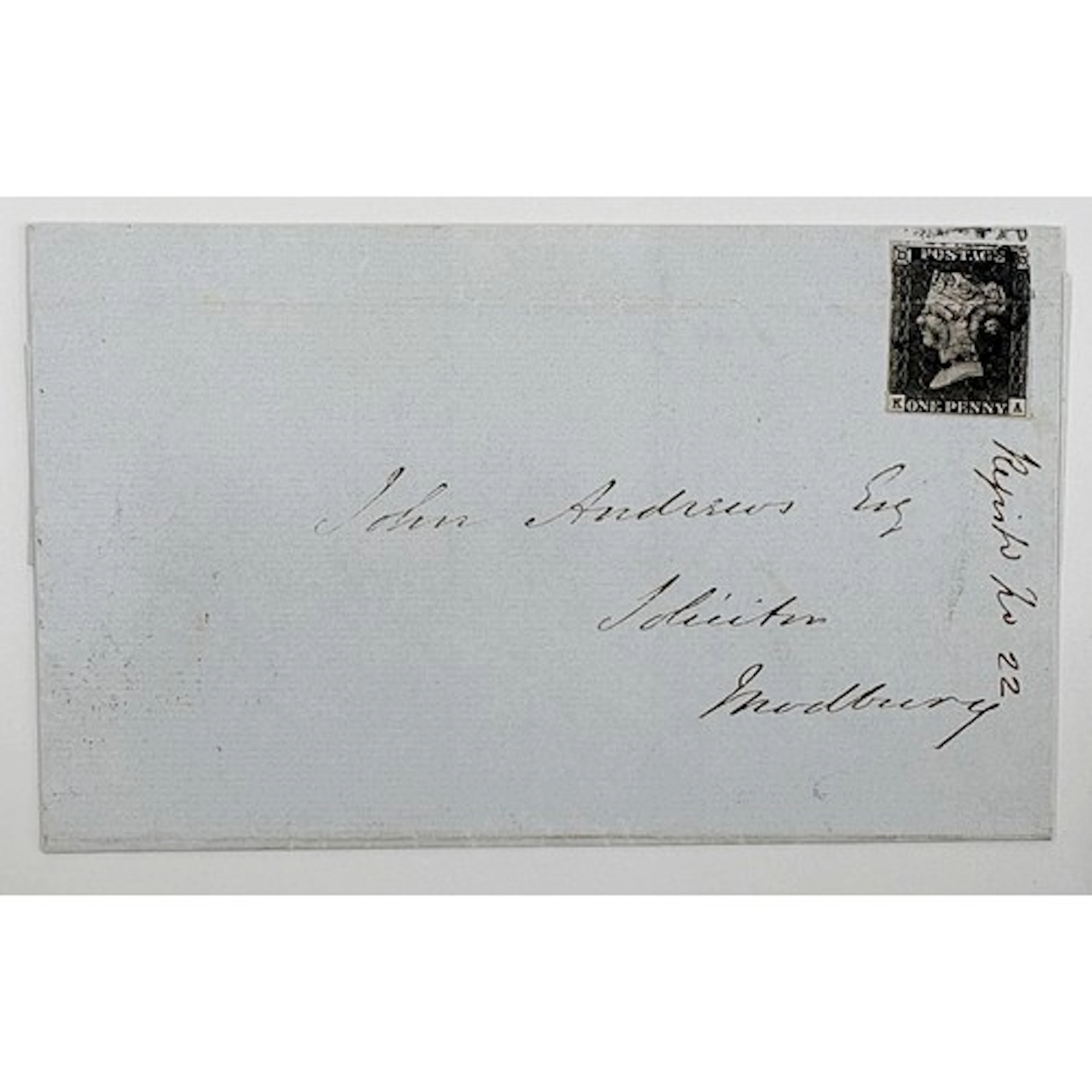 1d black on cover entire Plymouth to Modbury dated 08-04-184...