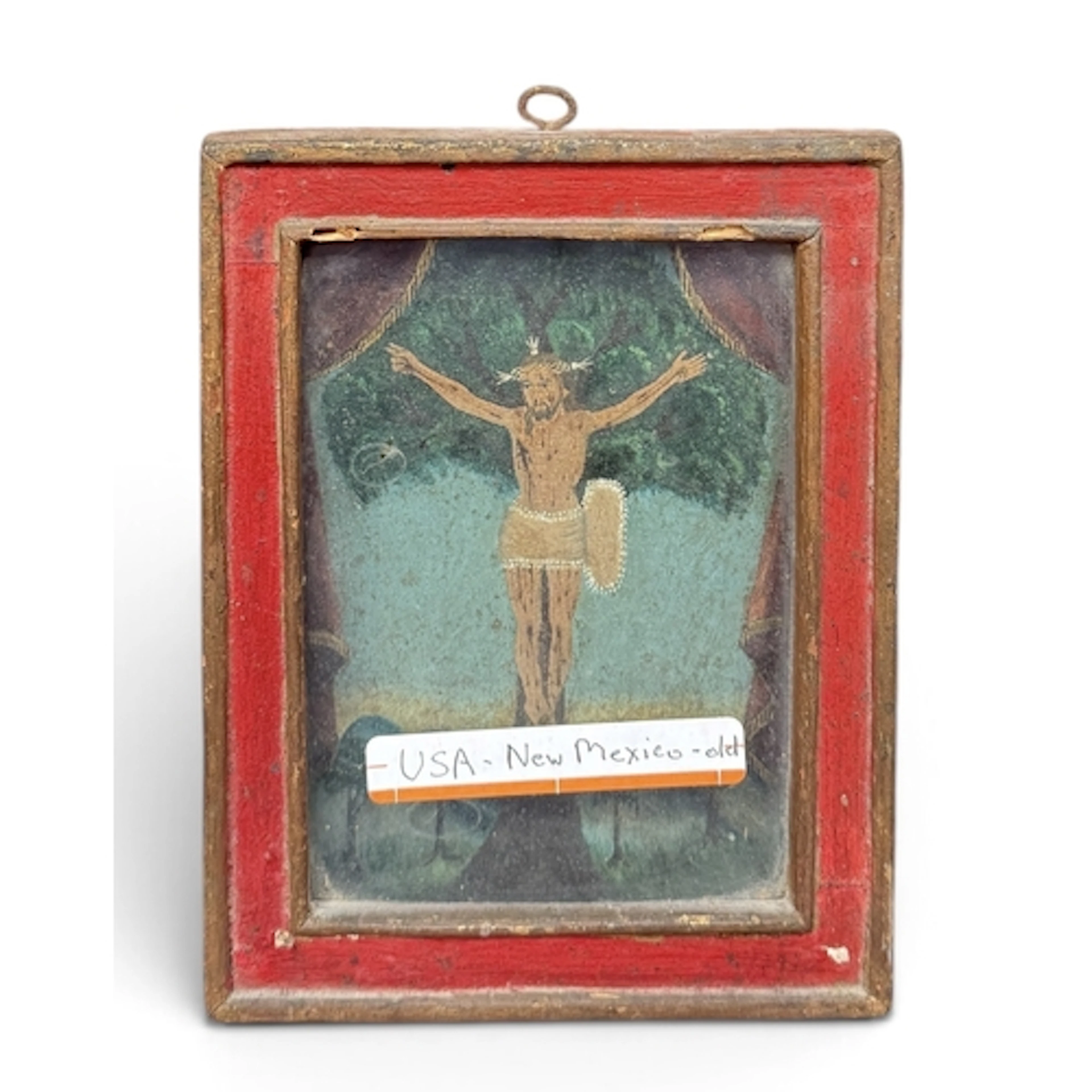 AN EARLY 19TH C NEW MEXICAN PAINTING OF CHRIST ON THE CROSS ...