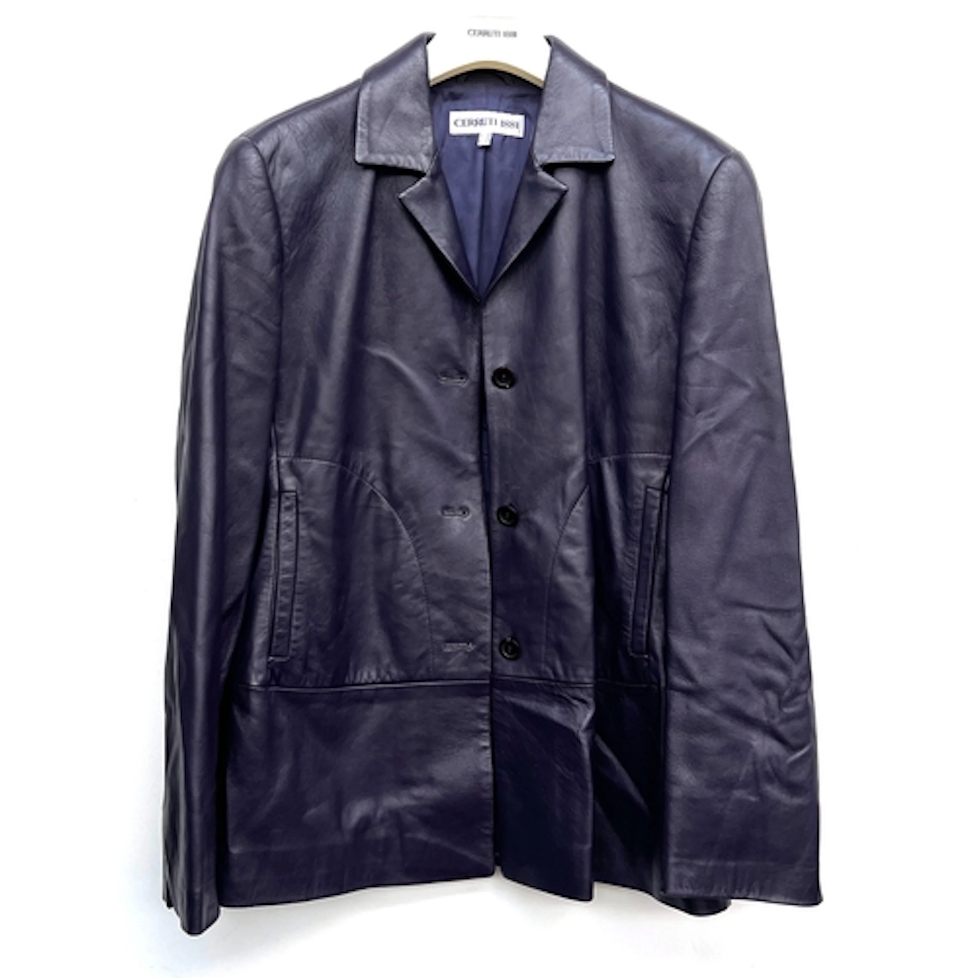 A Cerruti 1881 purple leather jacket, size 12