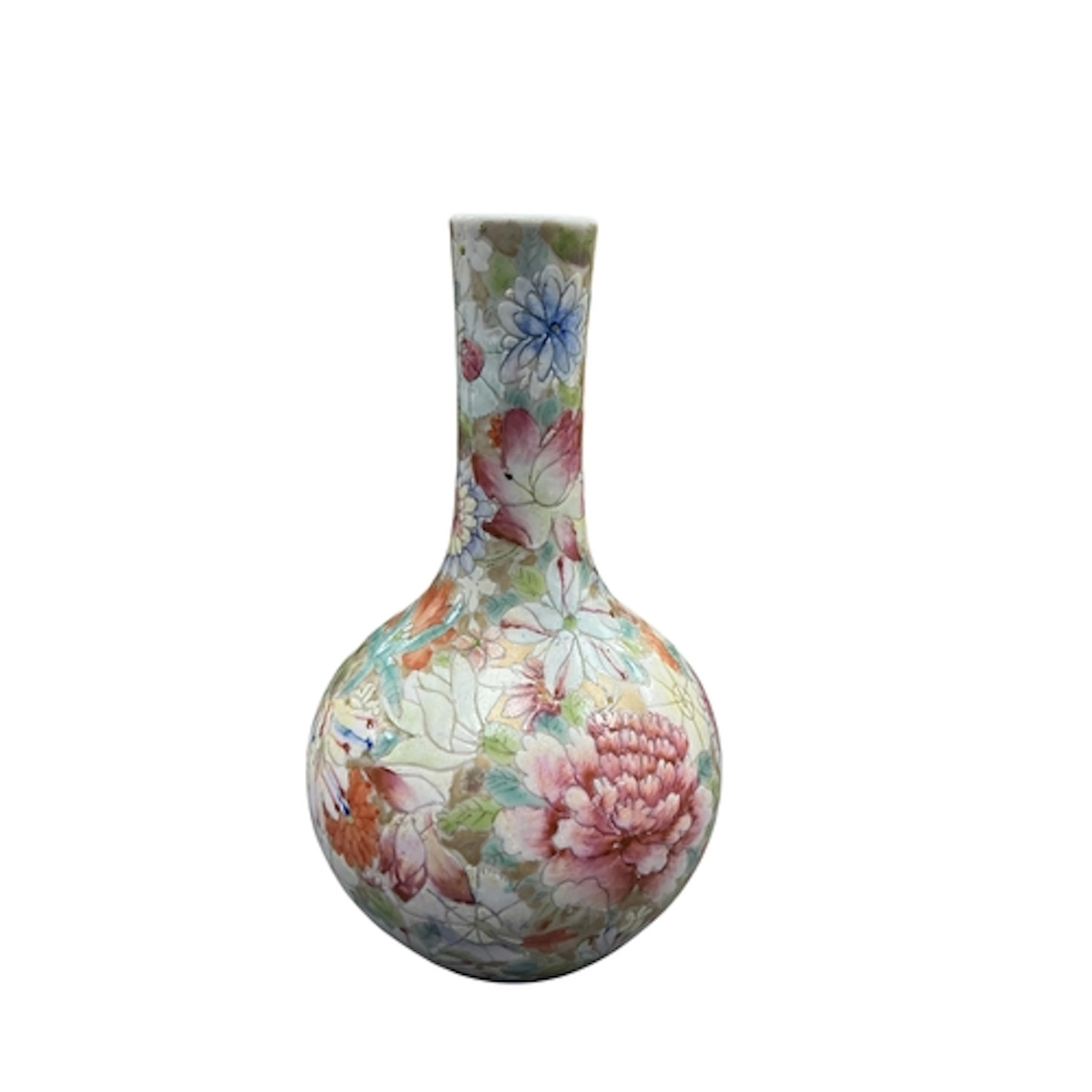 A small Chinese enamelled porcelain 'thousand flower' vase, ...