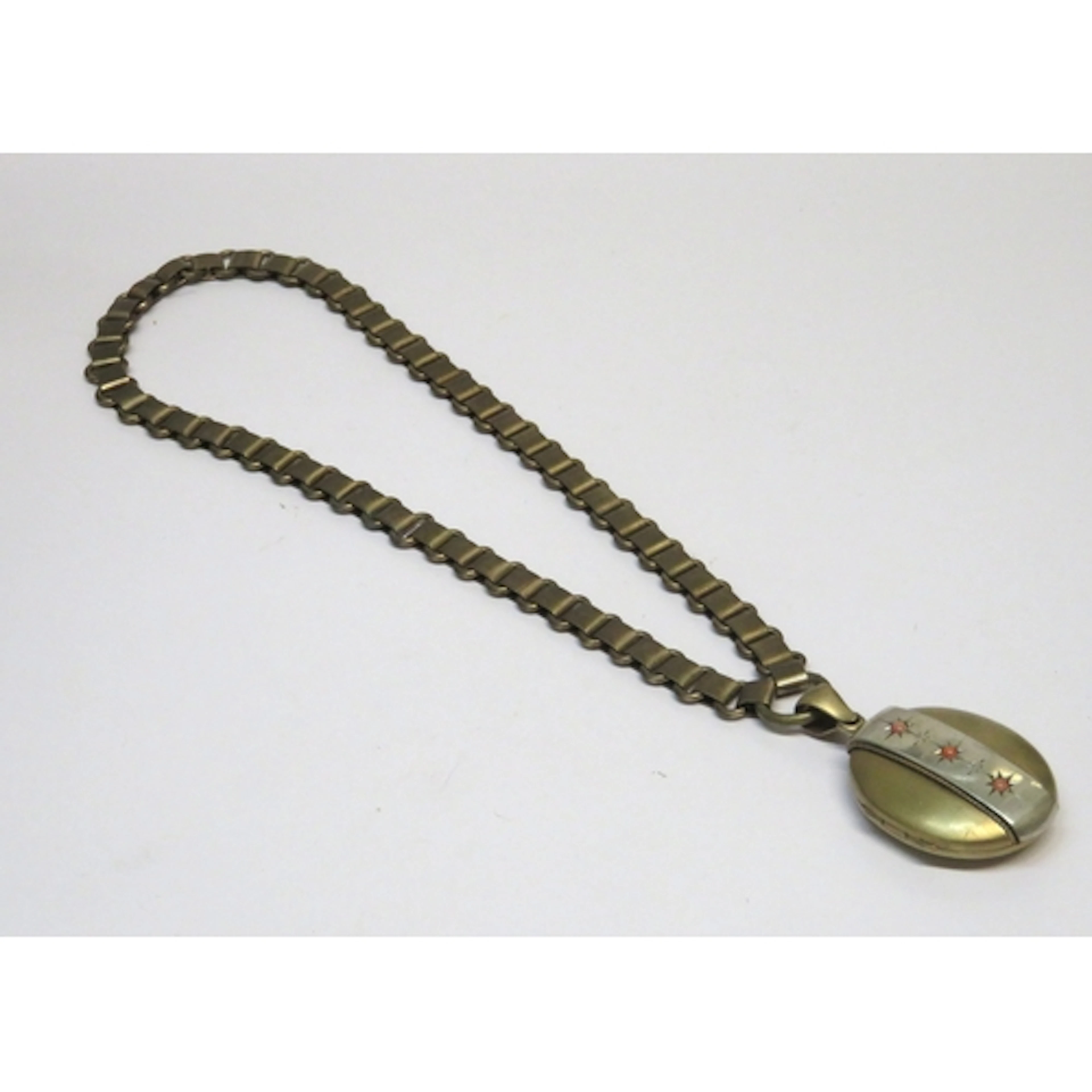 19th Century coral mounted locket, on gilt metal chain