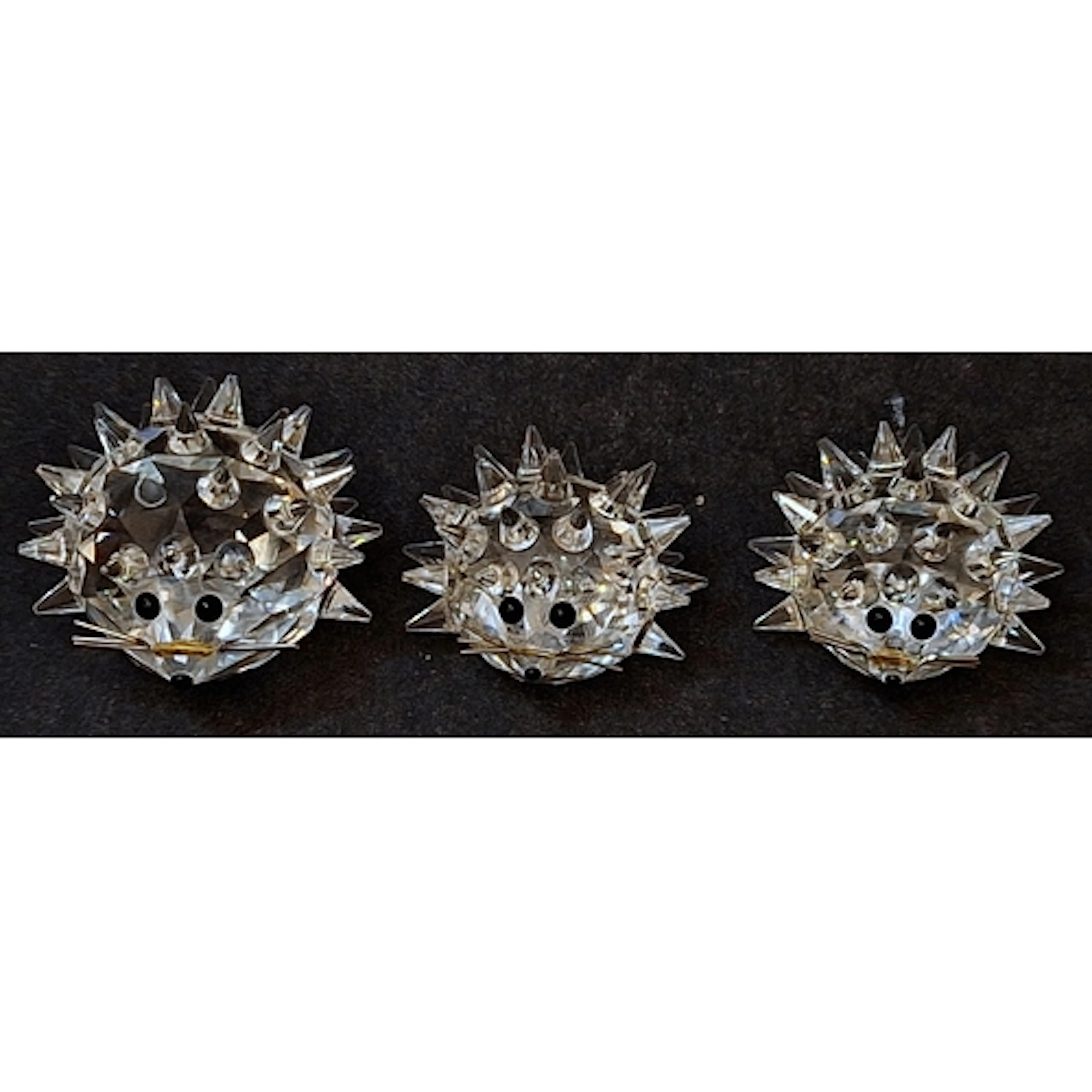 3 Swarovski Crystal Hedgehogs, largest approx. 5cm H (3)