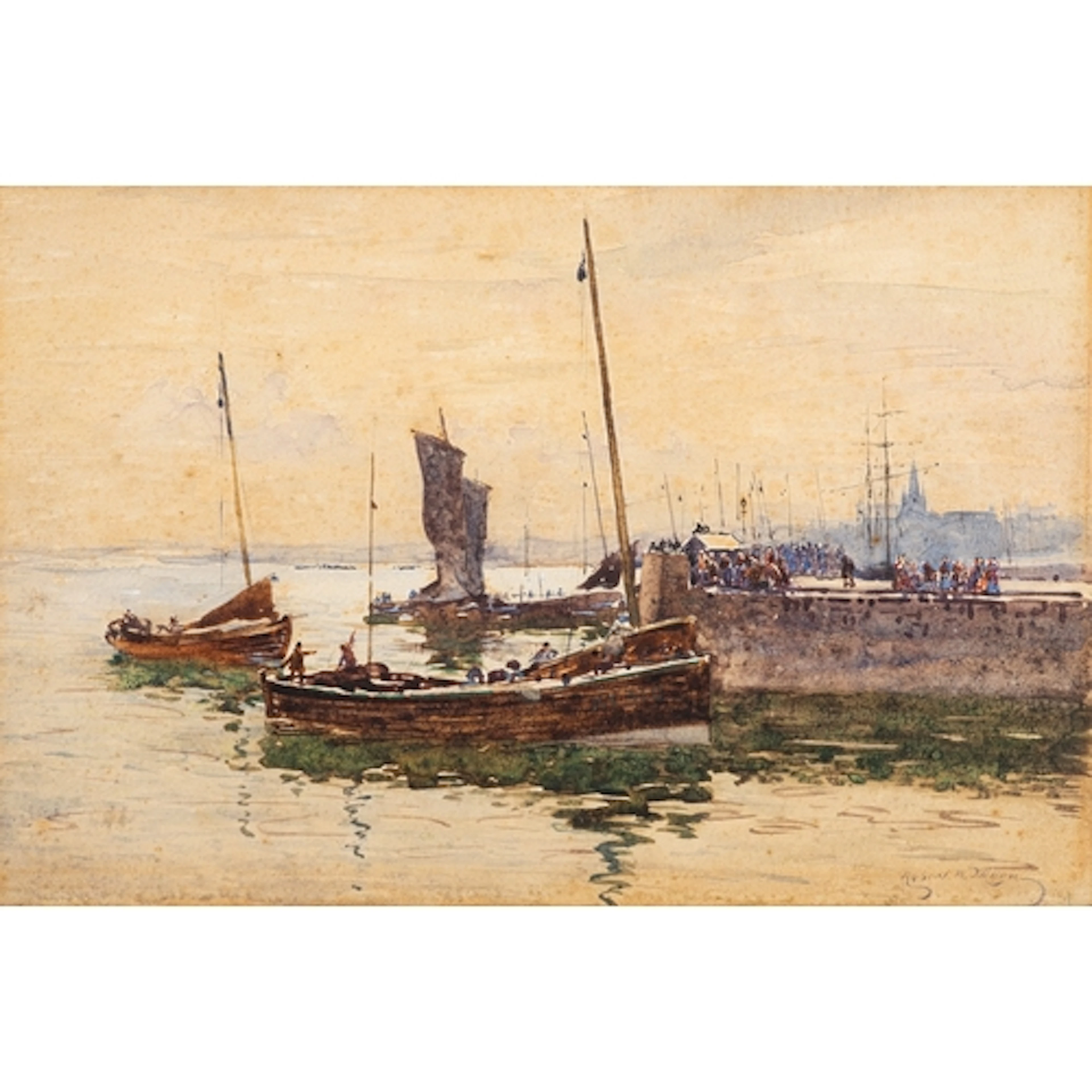 Robert Weir Allan (Scottish, 1852-1942) - A harbour scene -...