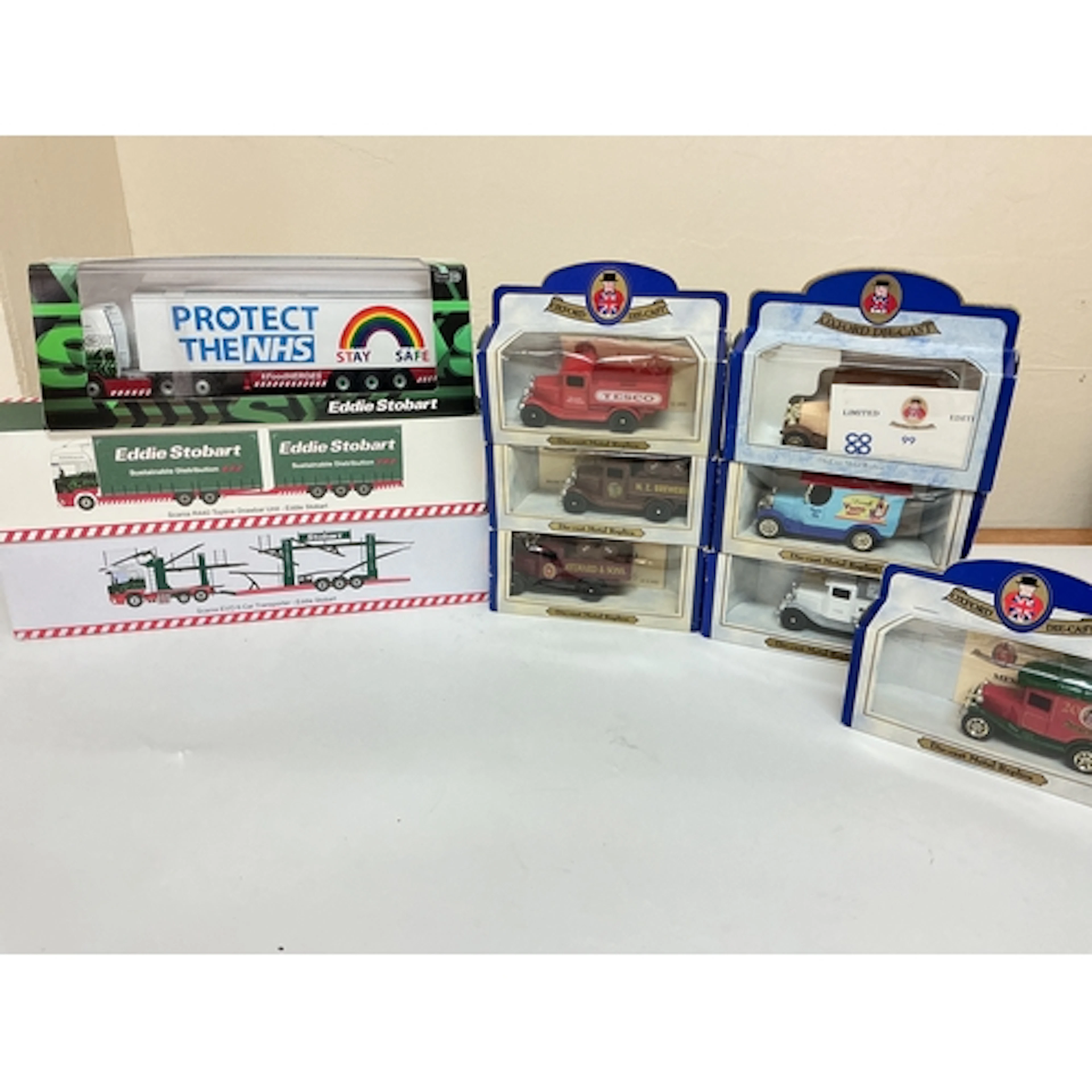 A Collection Of Boxed Oxford Diecast, Eddie Stonbart Scania ...